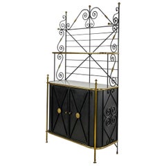Mid-Century French Neo-Classical Brass & Iron Baker’s Rack / Cabinet / Bar