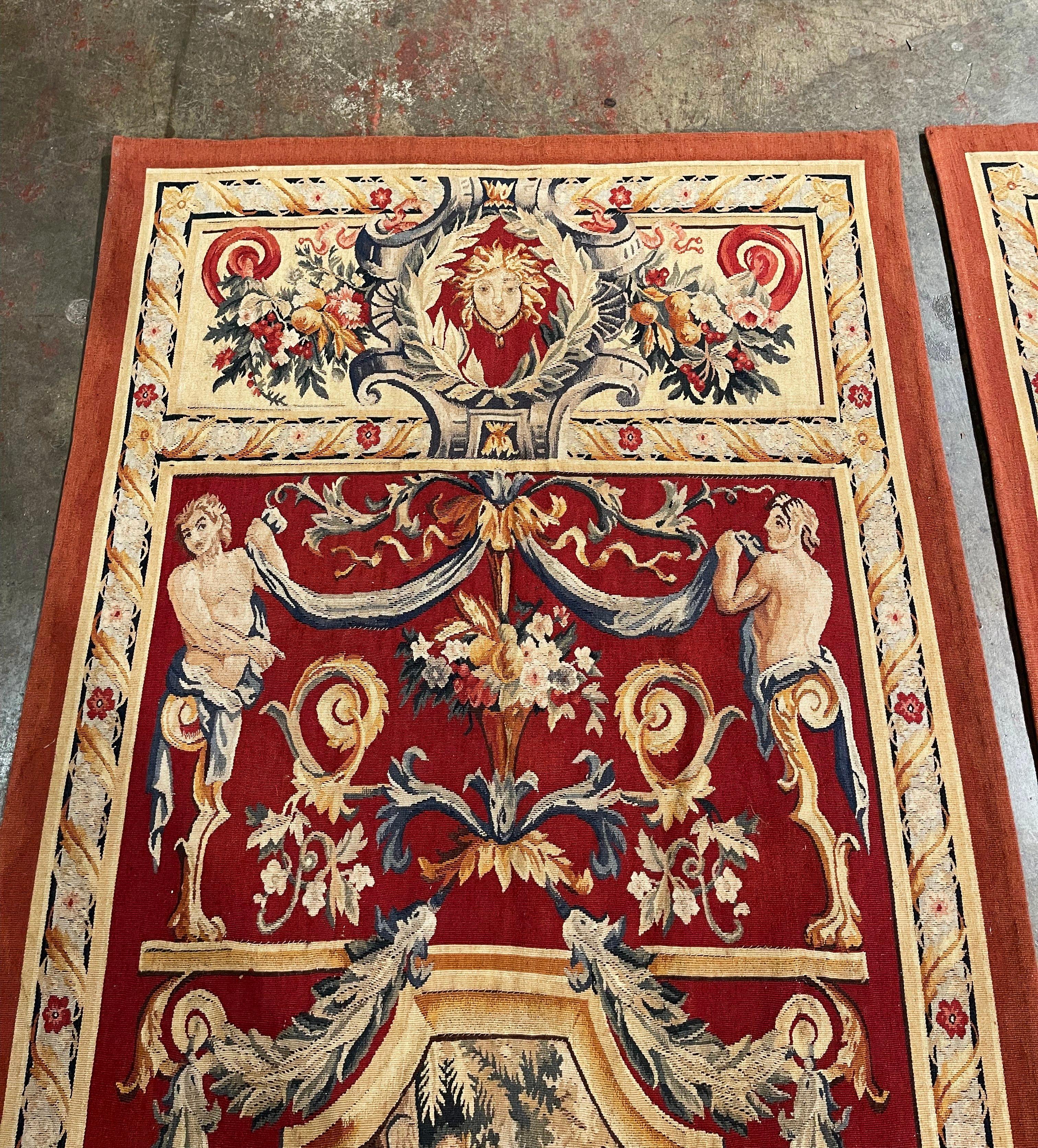 Französische, neoklassizistische, handgewebte Wandteppiche aus der Mitte des Jahrhunderts, 3er-Set (20. Jahrhundert) im Angebot