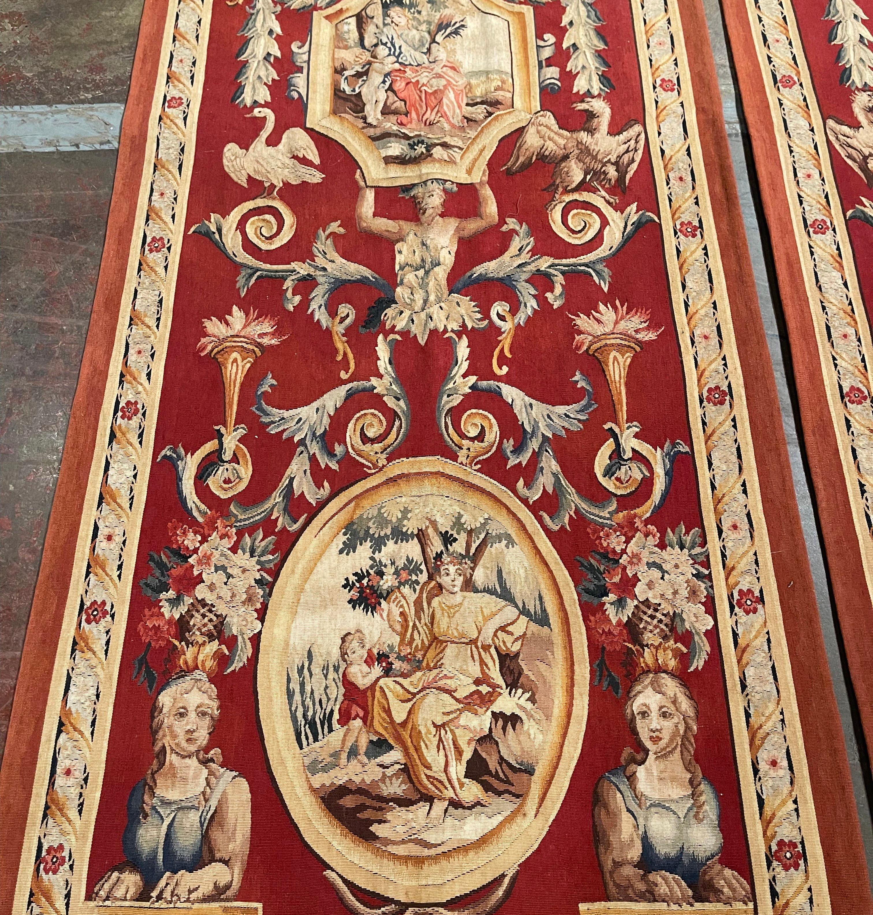 Französische, neoklassizistische, handgewebte Wandteppiche aus der Mitte des Jahrhunderts, 3er-Set im Angebot 2