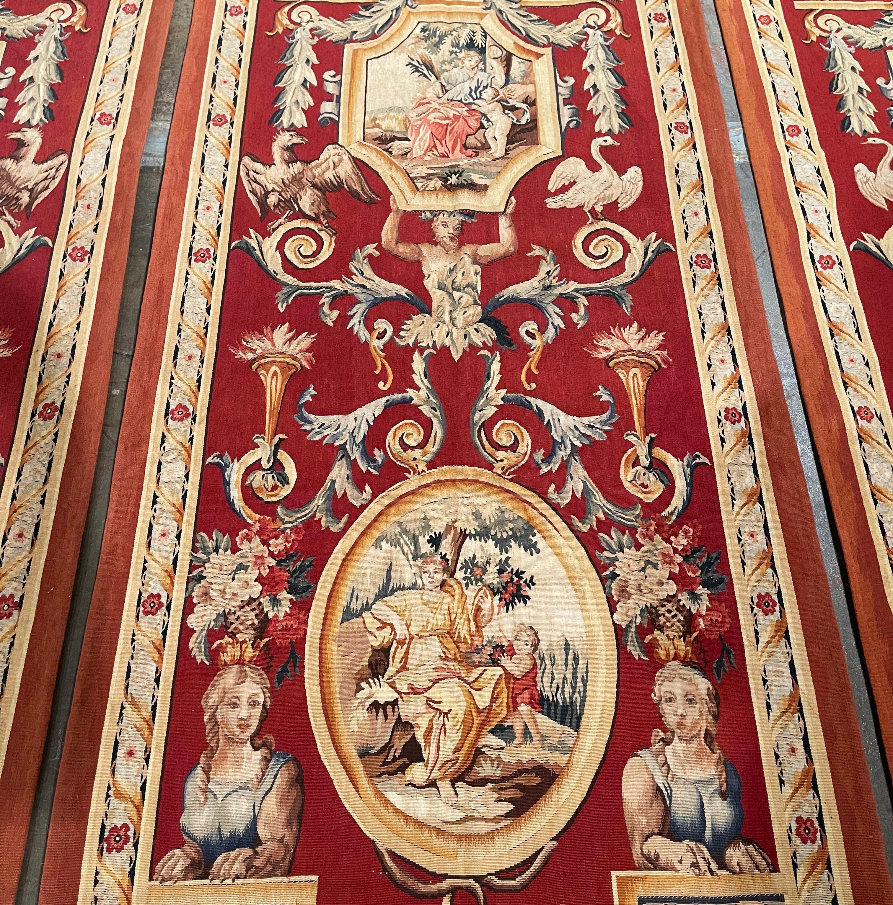 Französische, neoklassizistische, handgewebte Wandteppiche aus der Mitte des Jahrhunderts, 3er-Set im Angebot 3