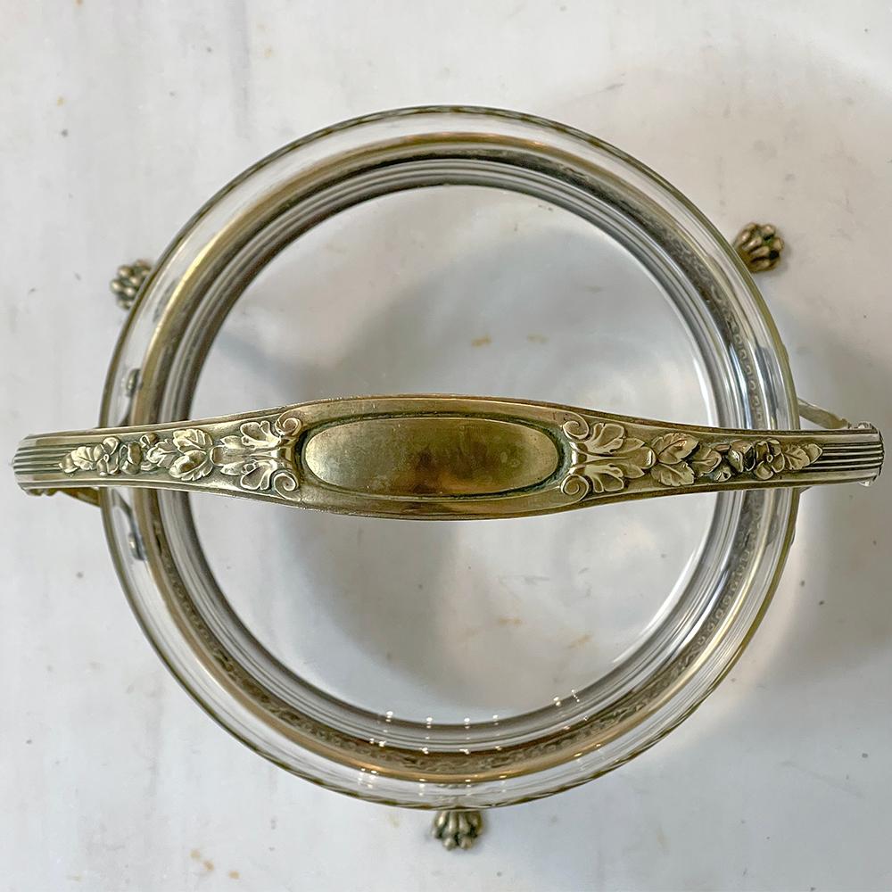 Mid-Century French Neoclassical Brass & Etched Glass Footed Centerpiece For Sale 10