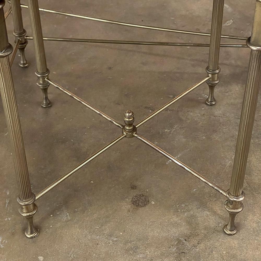 Midcentury French Neoclassical Brass Nesting Tables with Marble Tops For Sale 8