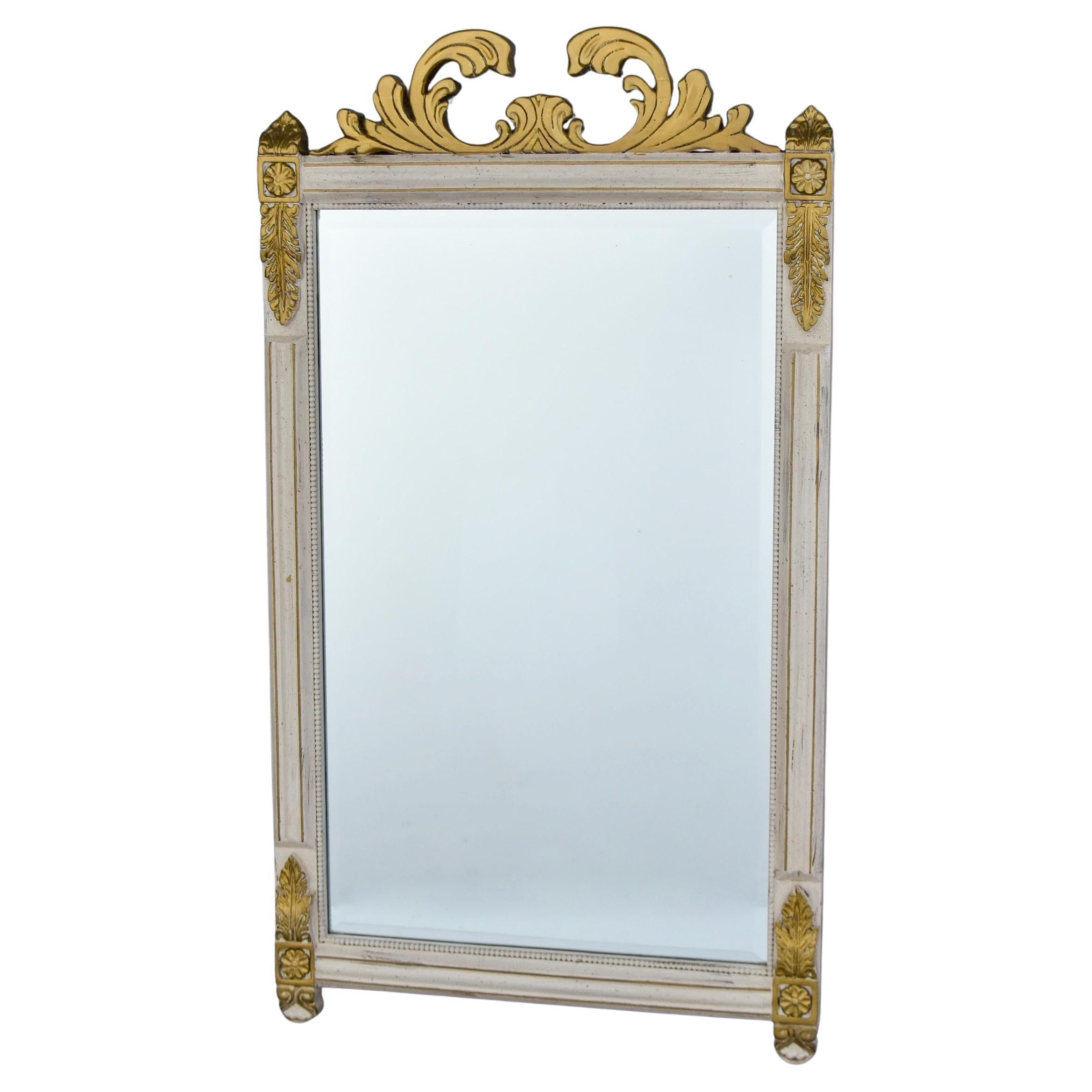Mid-Century French Neoclassical Style Carved Giltwood and Painted Mirror