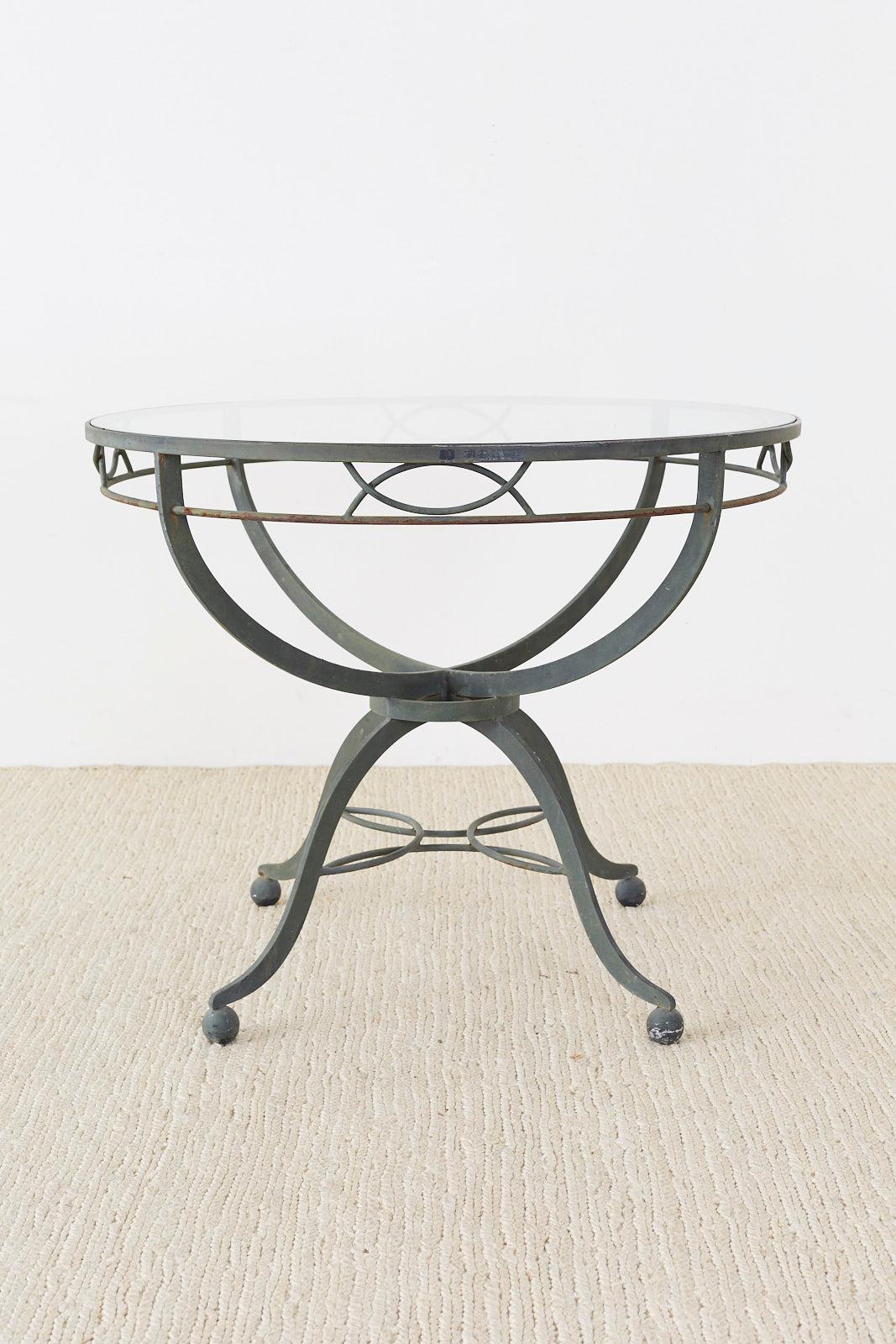 Hand-Crafted Midcentury French Neoclassical Style Iron Garden Dining Table