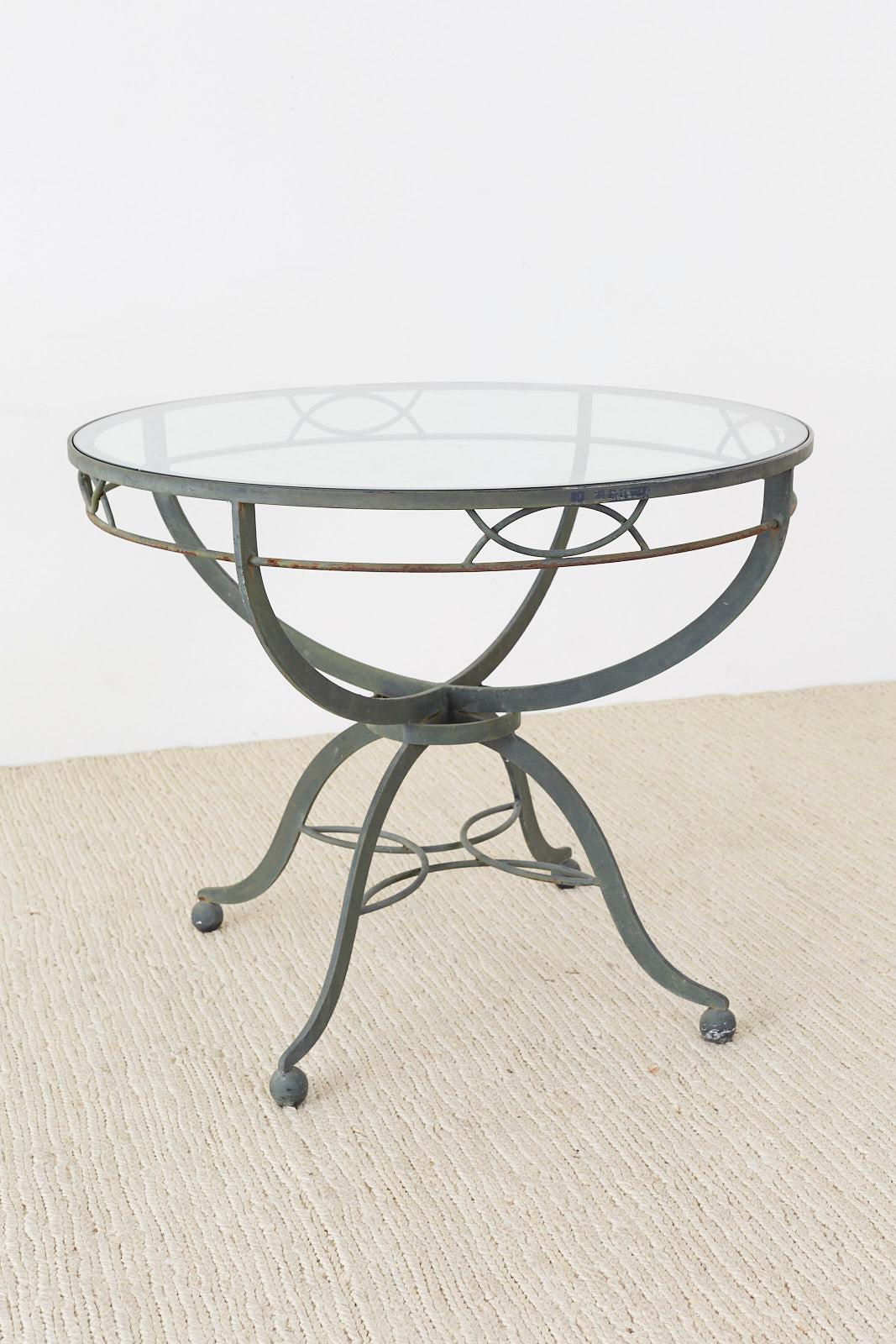 Midcentury French Neoclassical Style Iron Garden Dining Table In Good Condition In Rio Vista, CA
