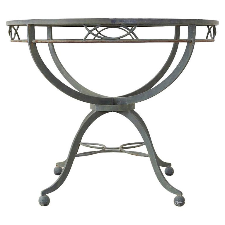 Midcentury French Neoclassical Style Iron Garden Dining Table For Sale