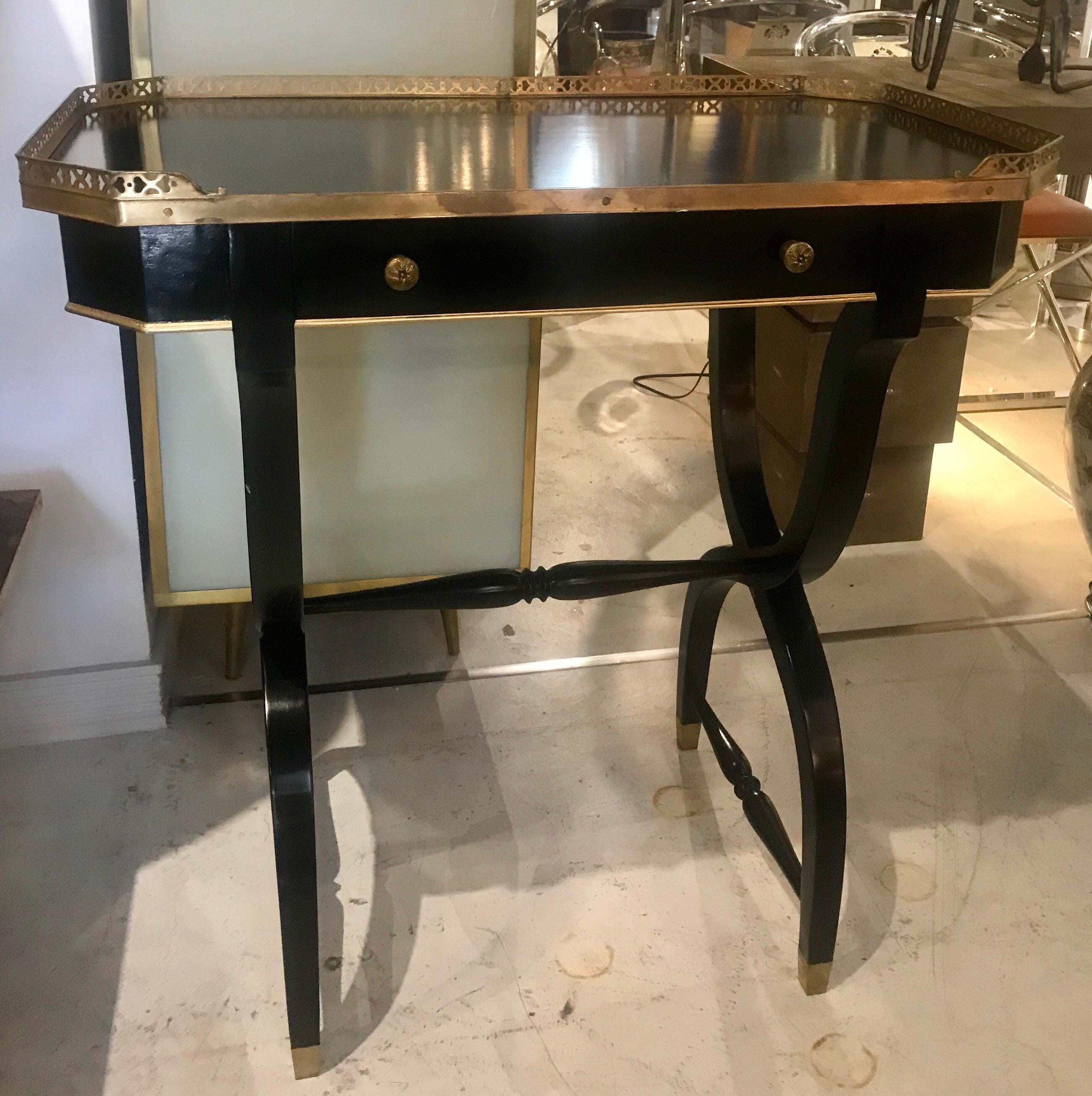 Ebonized Midcentury French Neoclassical Writing Desk or Console