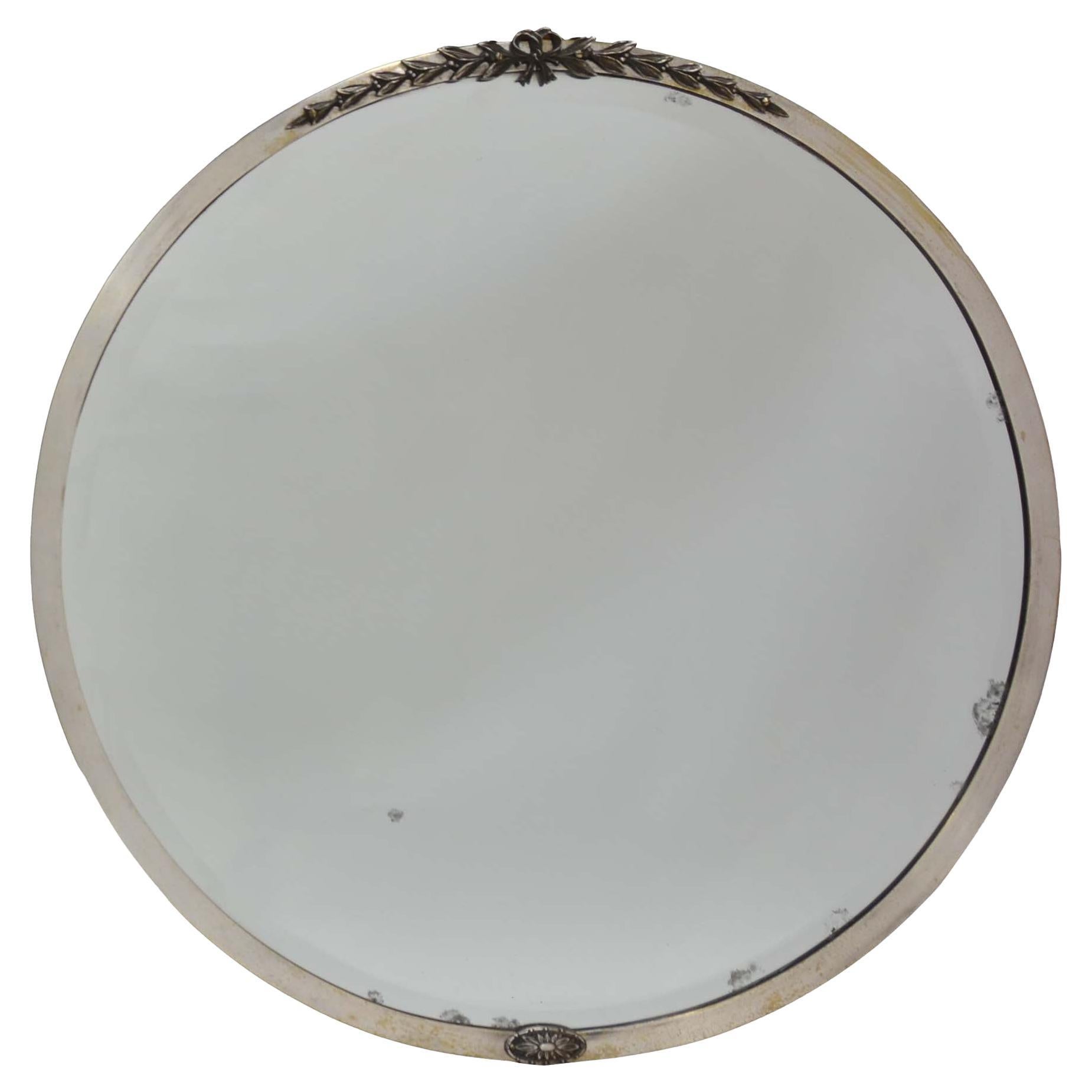 Miroir rond nickelé français du milieu du siècle