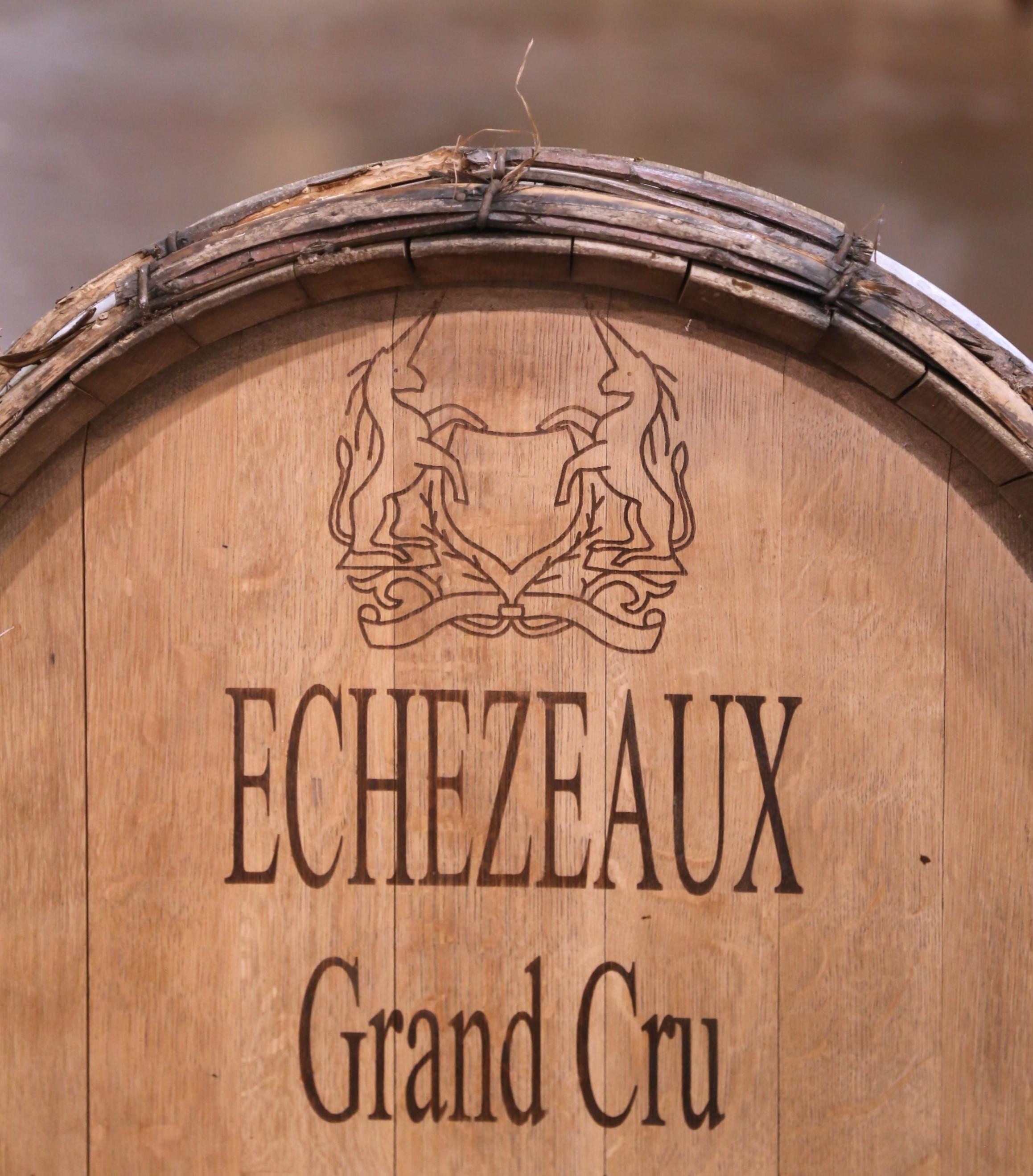 20th Century Mid-Century French Oak and Iron Decorative Wine Barrel Top Dated, 1960 For Sale