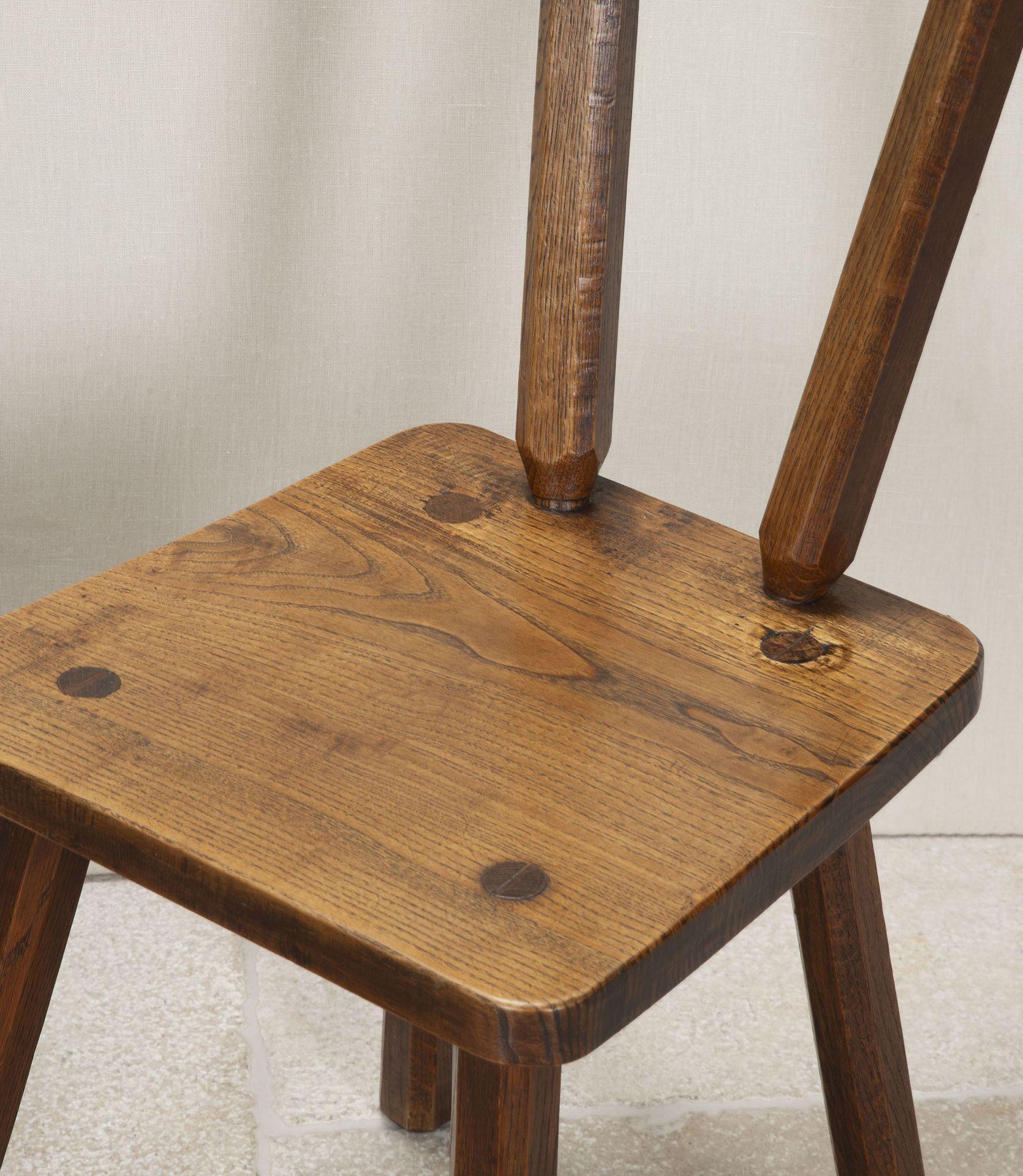 Mid-Century French Oak Farmhouse Table with Six Matching Chairs For Sale 6