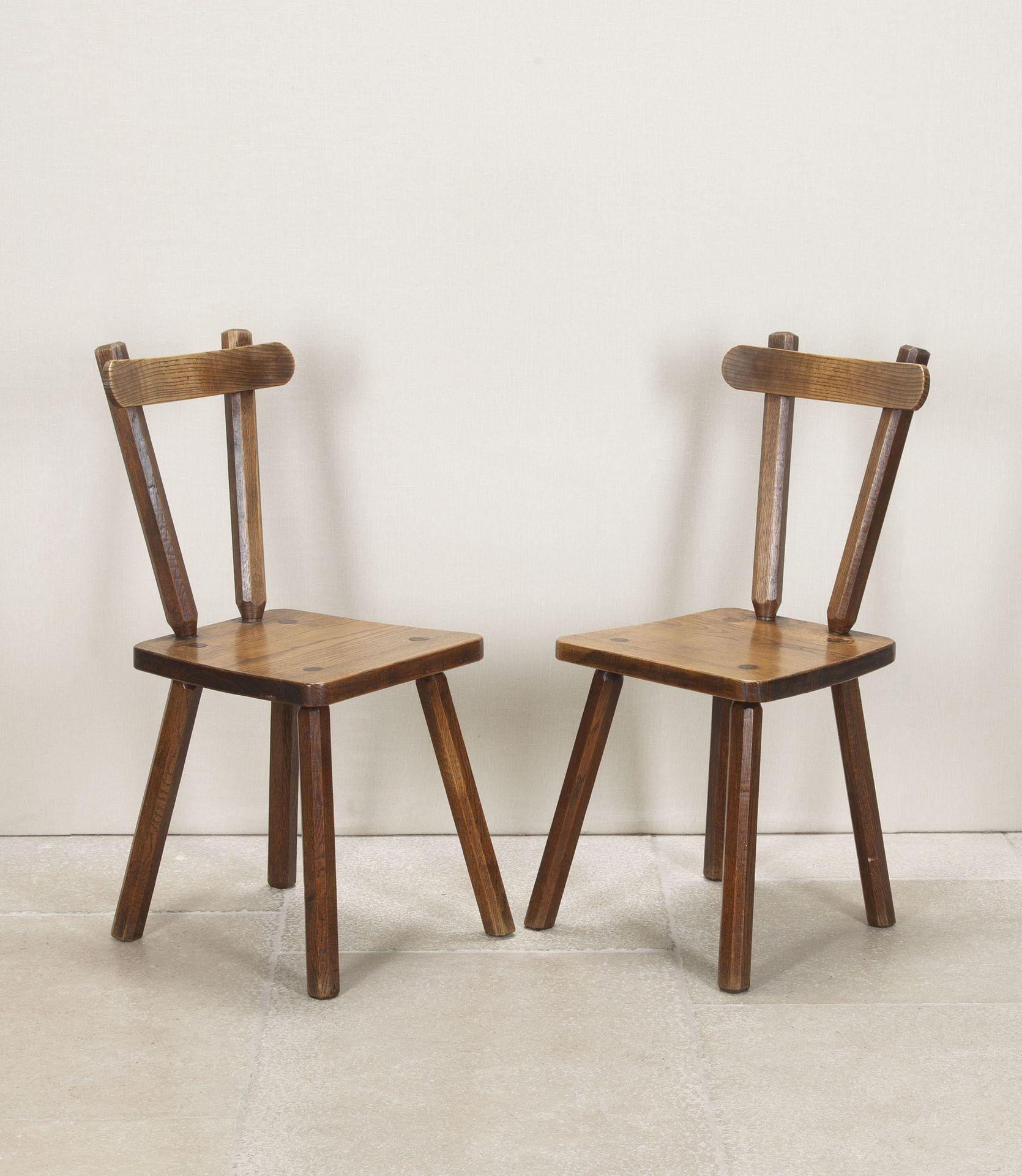 Mid-Century French Oak Farmhouse Table with Six Matching Chairs In Good Condition For Sale In Gloucestershire, GB