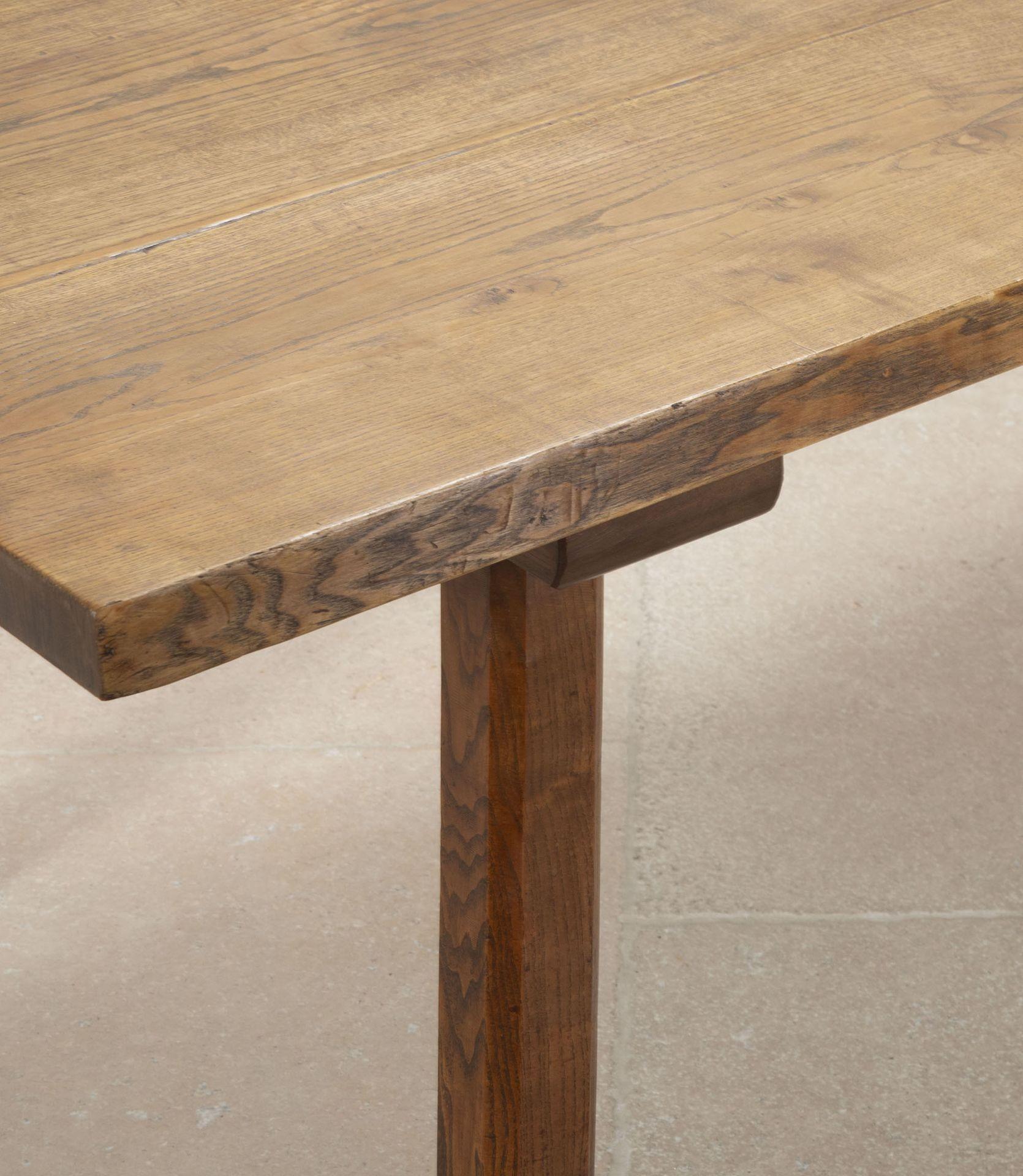 Mid-Century French Oak Farmhouse Table with Six Matching Chairs For Sale 2
