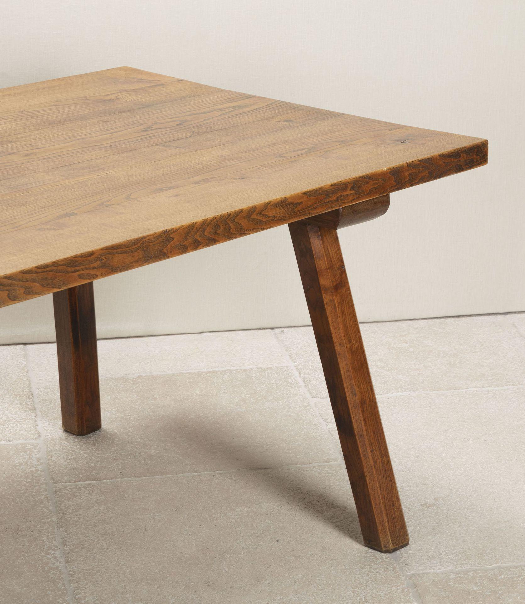 Mid-Century French Oak Farmhouse Table with Six Matching Chairs For Sale 3