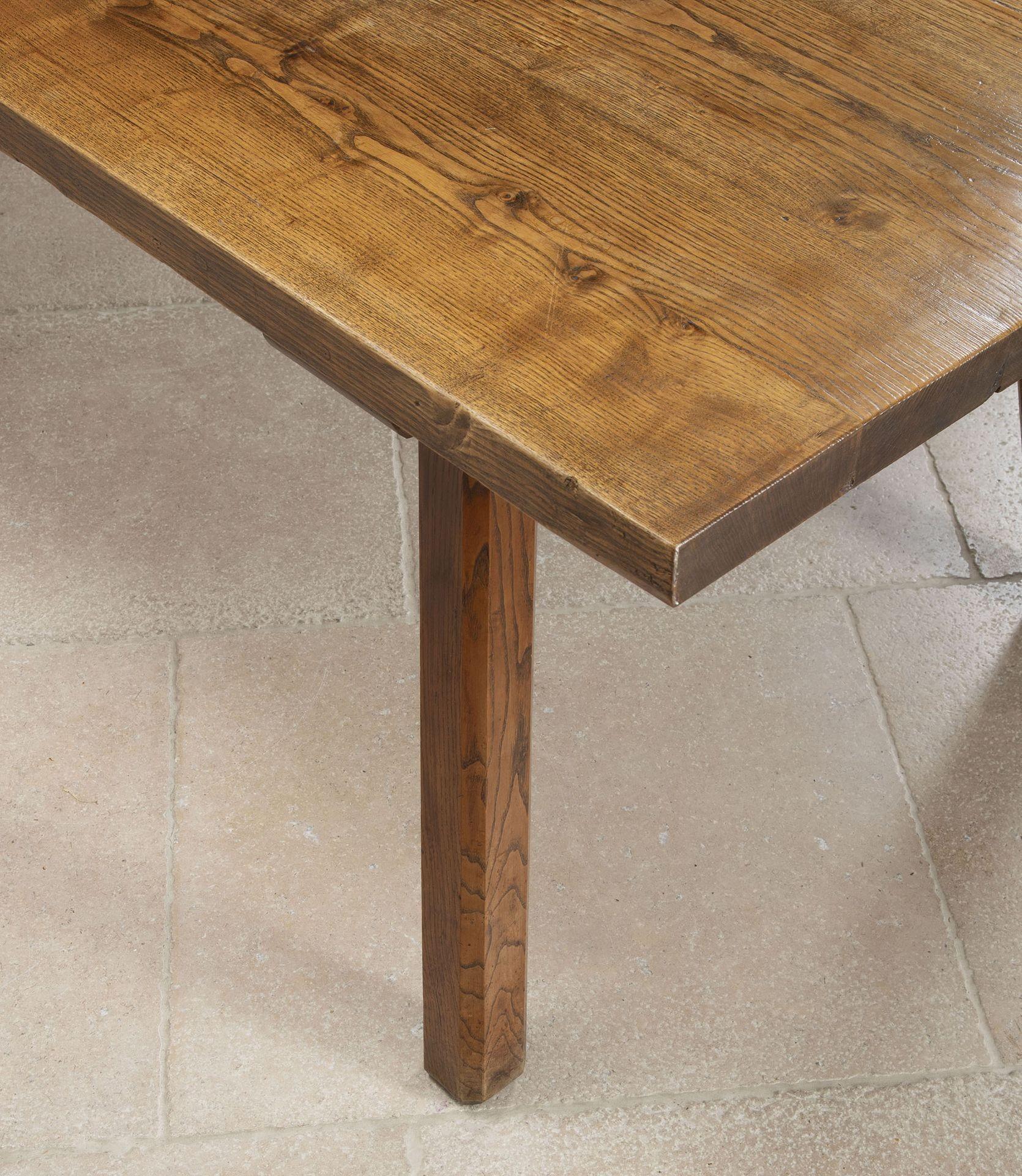 Mid-Century French Oak Farmhouse Table with Six Matching Chairs For Sale 4