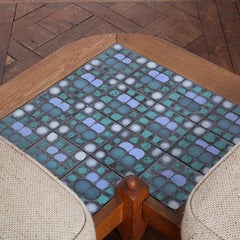 Mid Century French Oak-Framed Corner Sofa with Tiles by Guillerme and Chambron