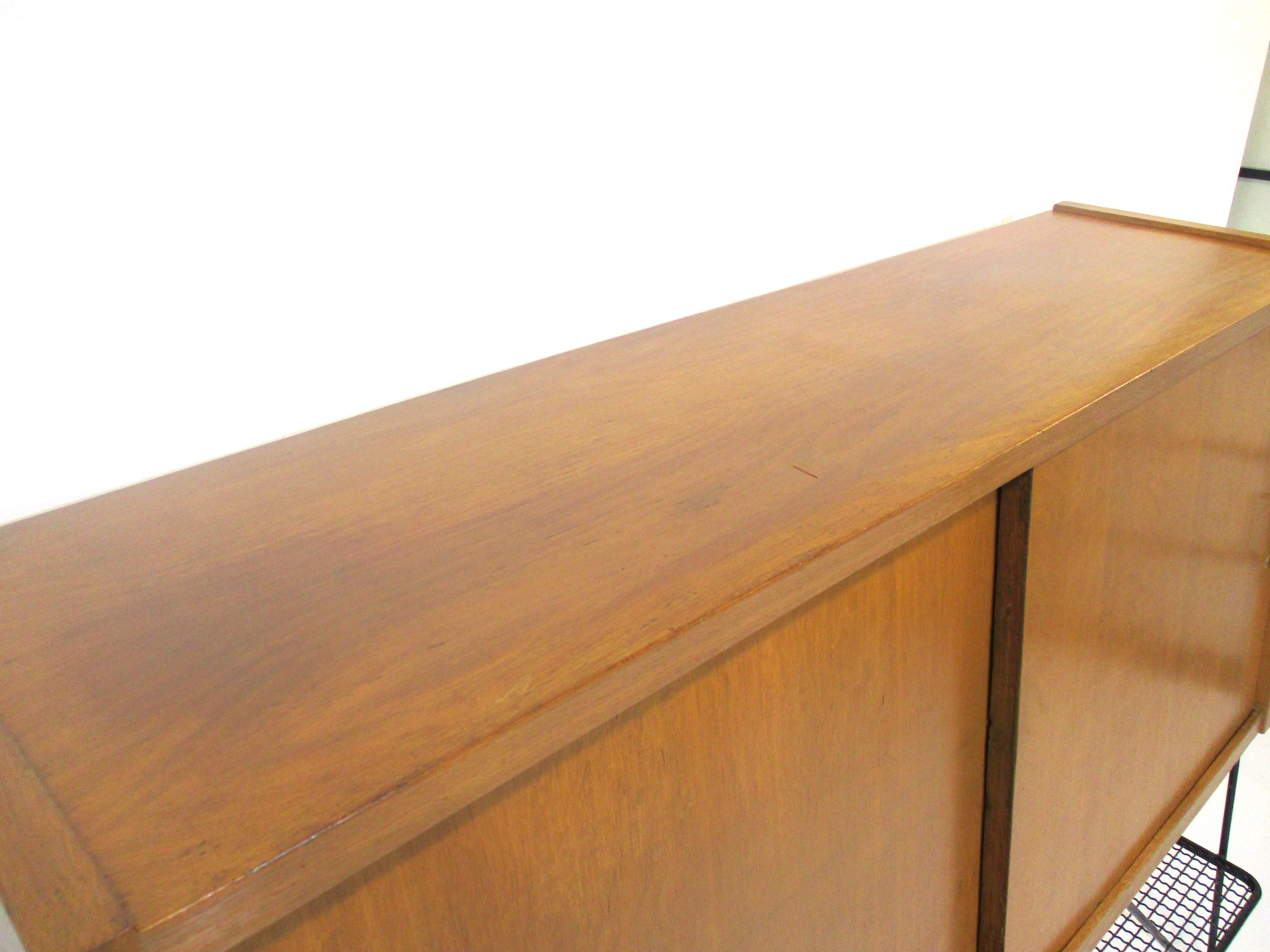 Mid Century French Oak / Iron Credenza Sideboard  For Sale 8