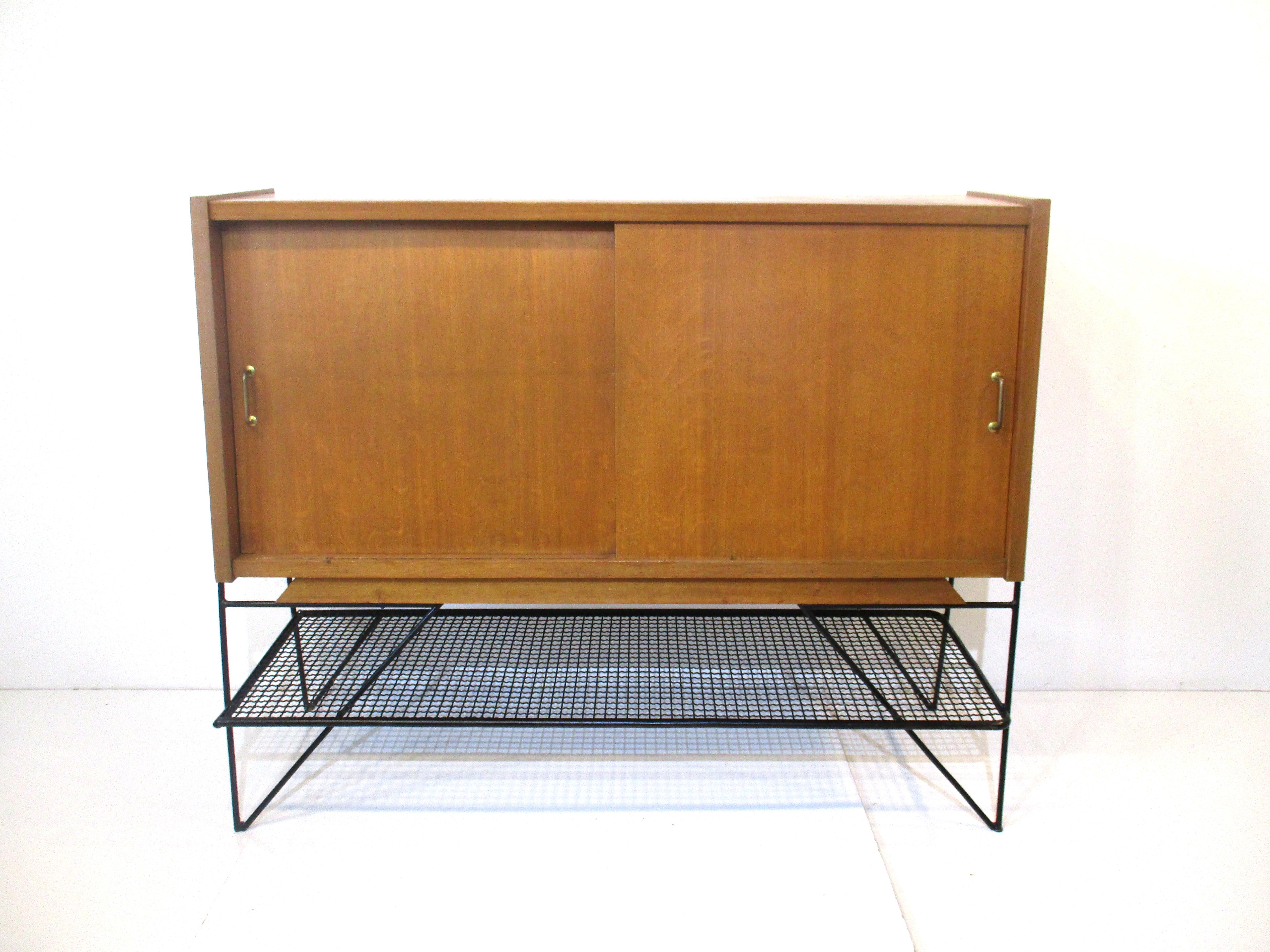 Mid Century French Oak / Iron Credenza Sideboard  For Sale 11