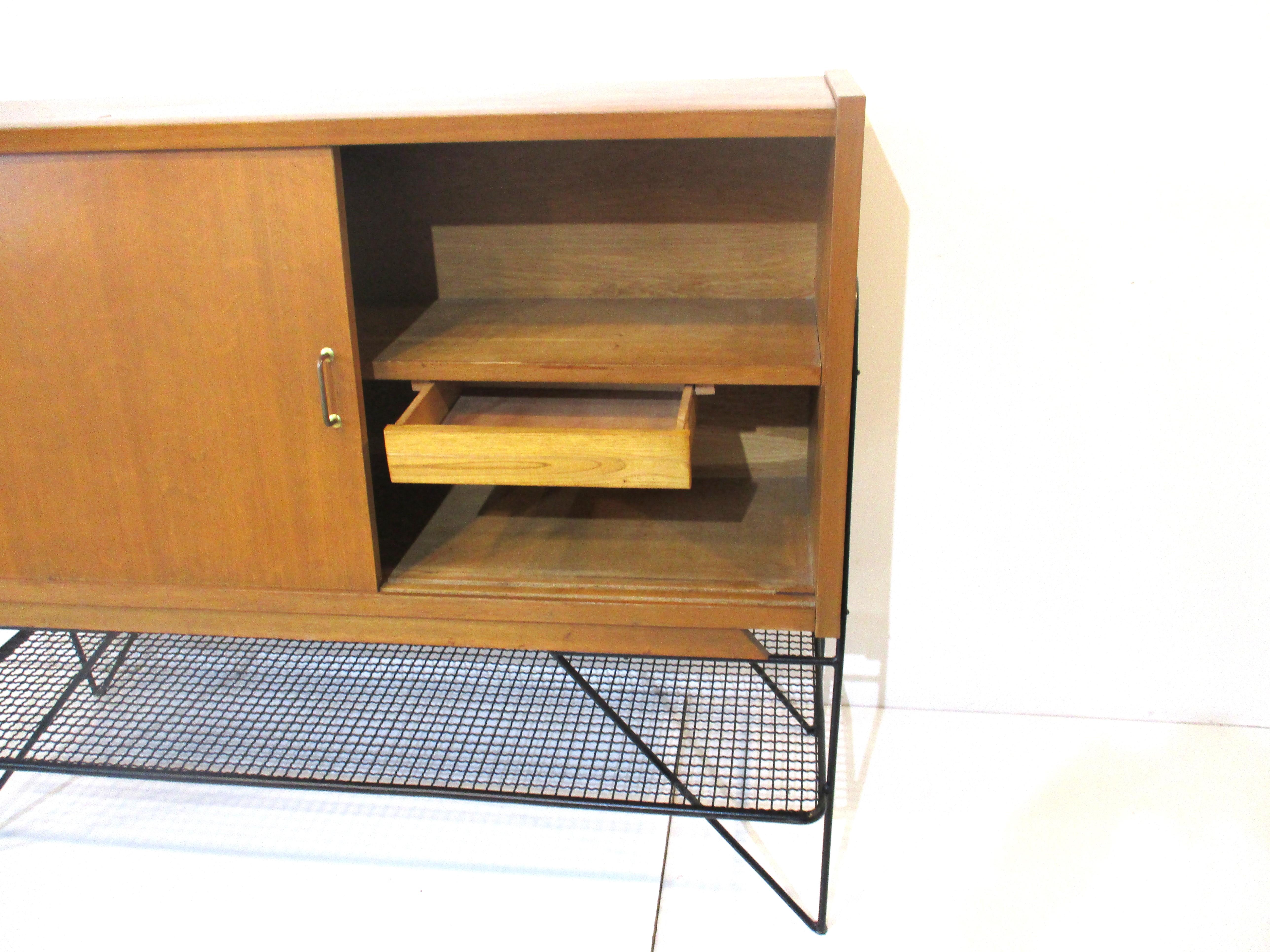 Mid Century French Oak / Iron Credenza Sideboard  For Sale 2