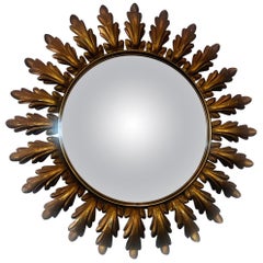 Midcentury French Oak Leaf Carved Mirror