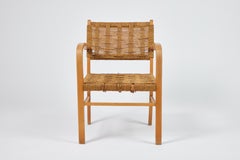 Midcentury French Oak & Rope Woven Armchair