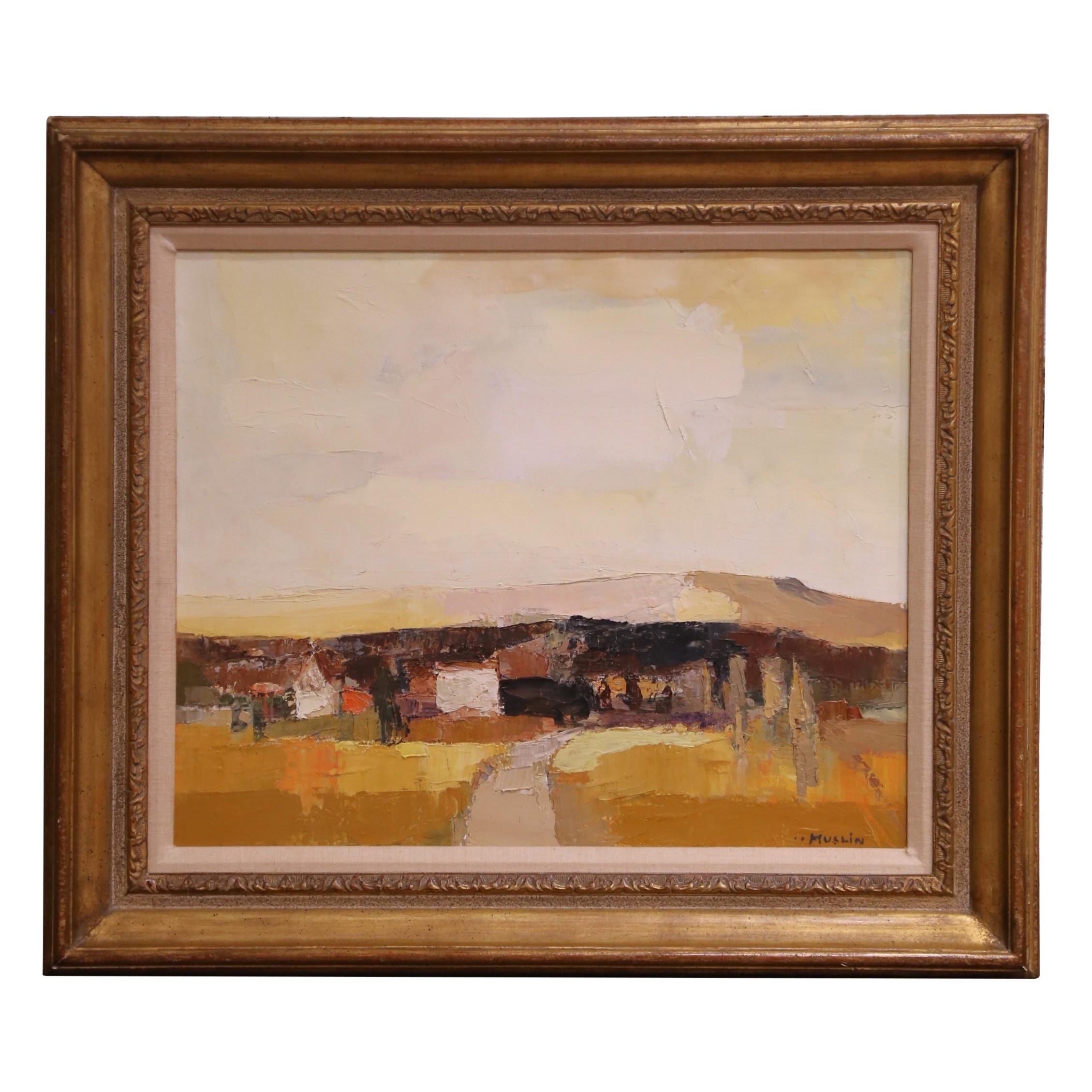Paisaje francés de mediados de siglo al óleo sobre lienzo "Paysage d'Alsace" Firmado J. Muslin en venta