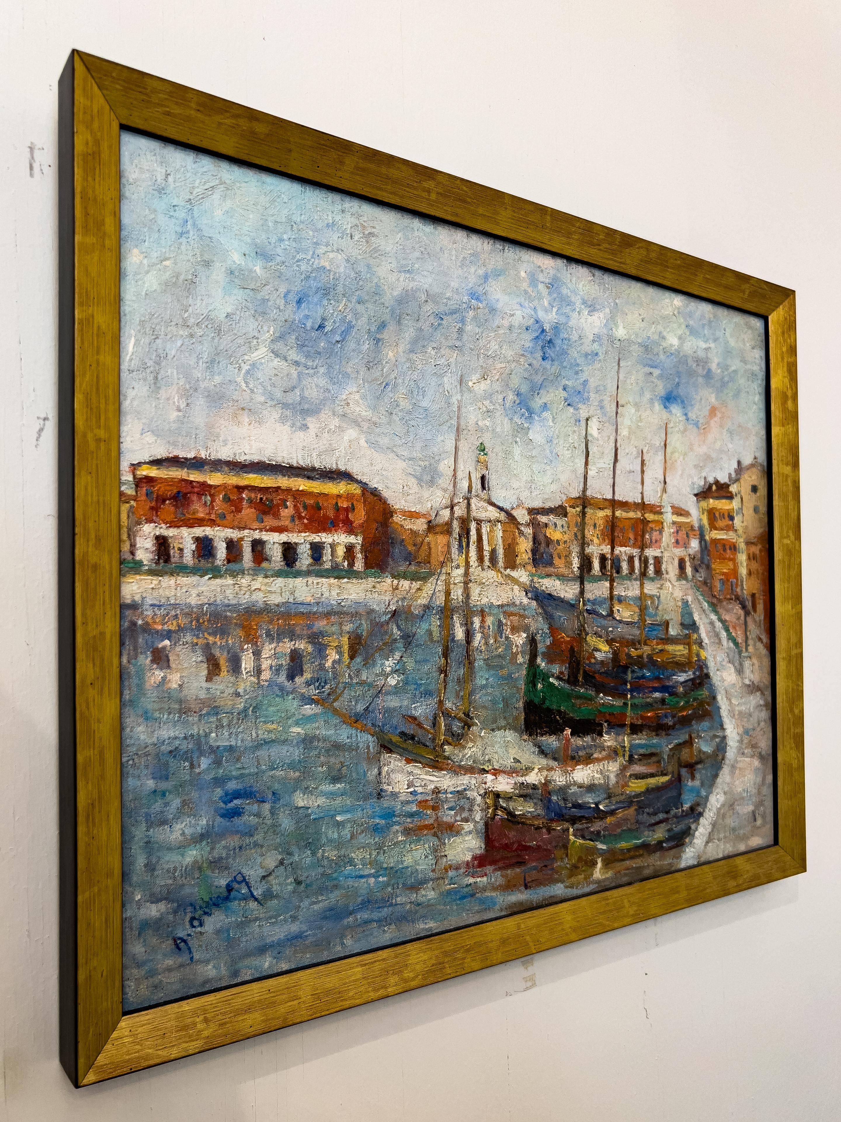 Mid Century Französisch Öl auf Leinwand mit dem Titel 