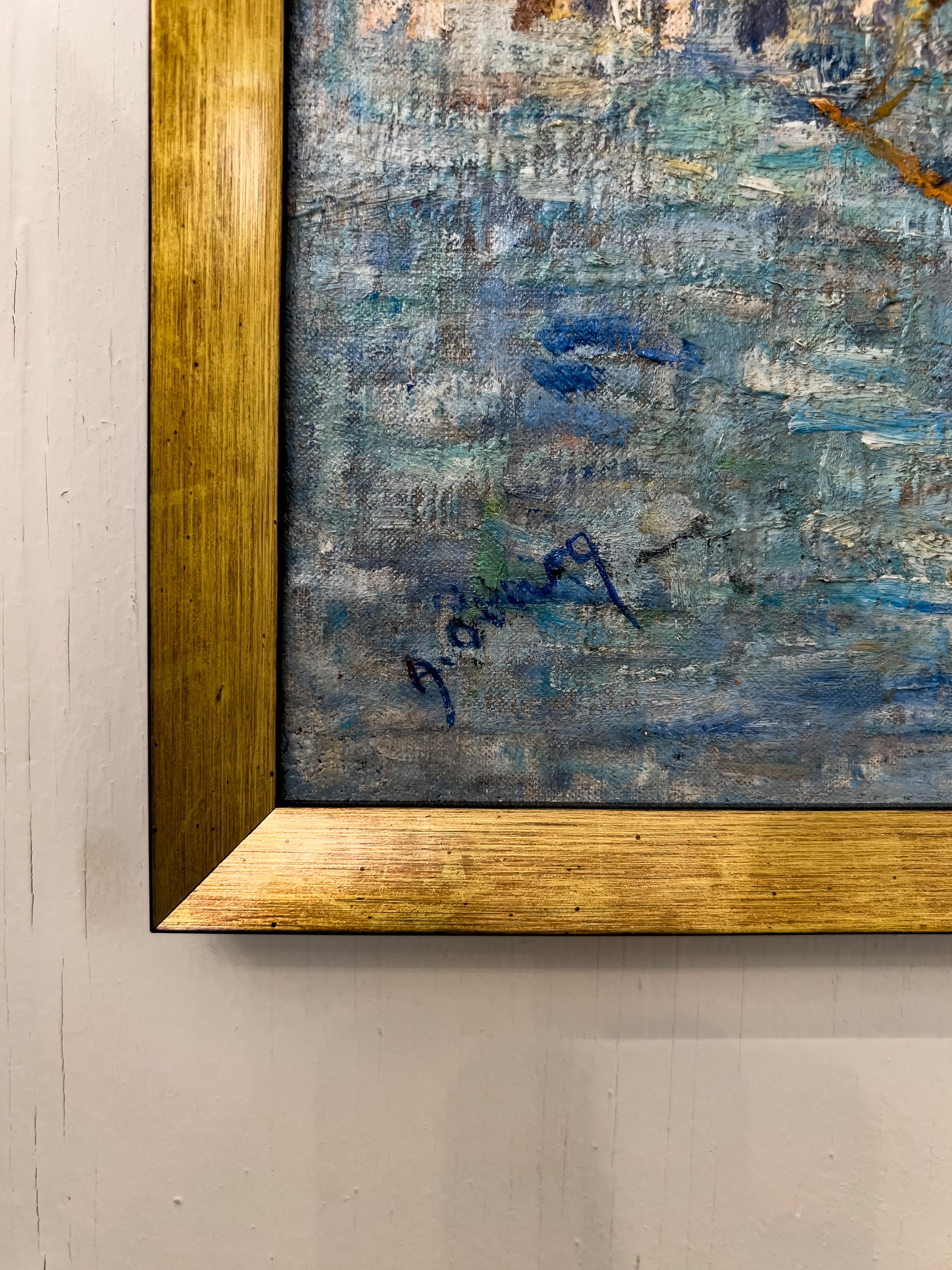 Mid Century Französisch Öl auf Leinwand mit dem Titel 