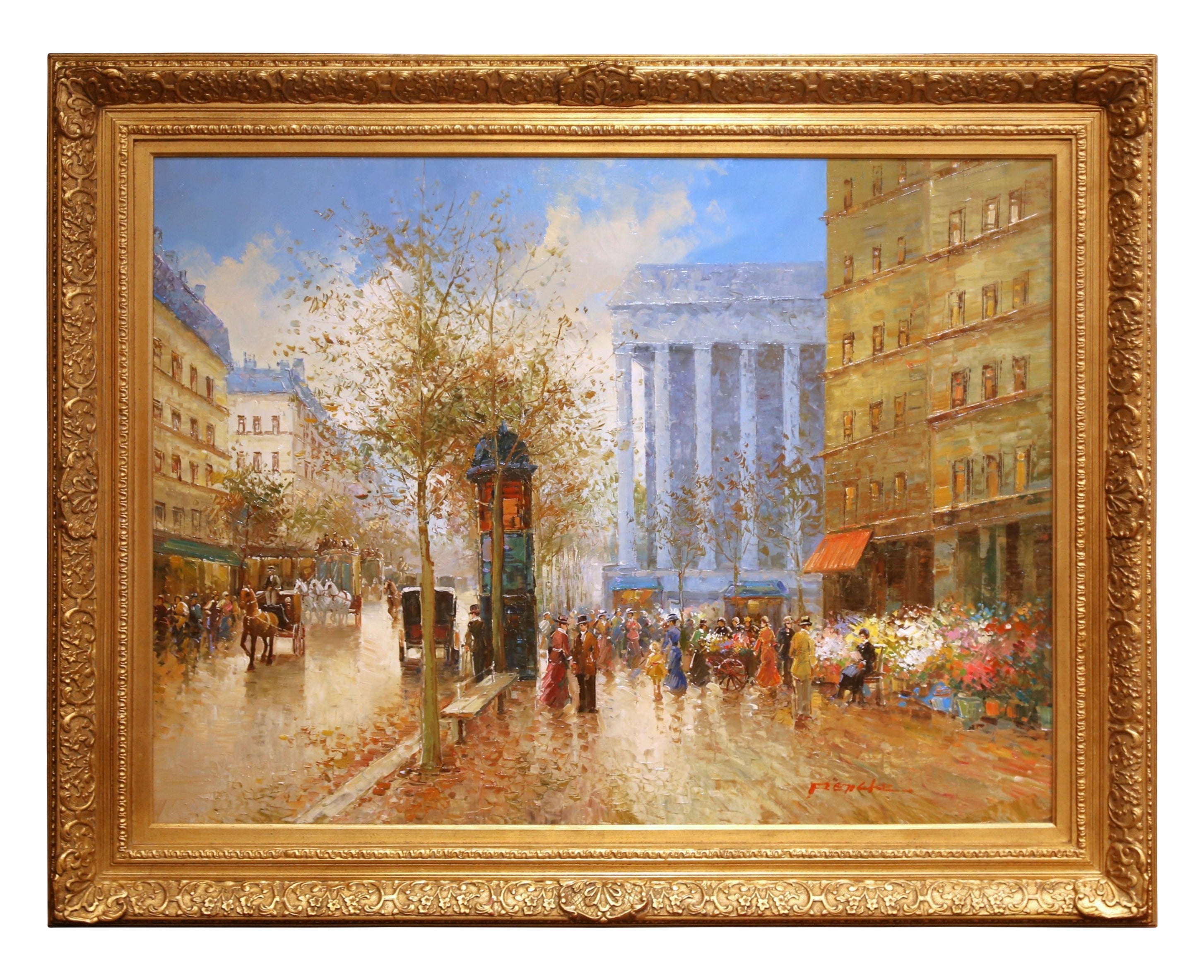 Mitte des Jahrhunderts Französisch Öl auf Leinwand Gemälde von "La Madeleine" Signiert T.E. Pencke