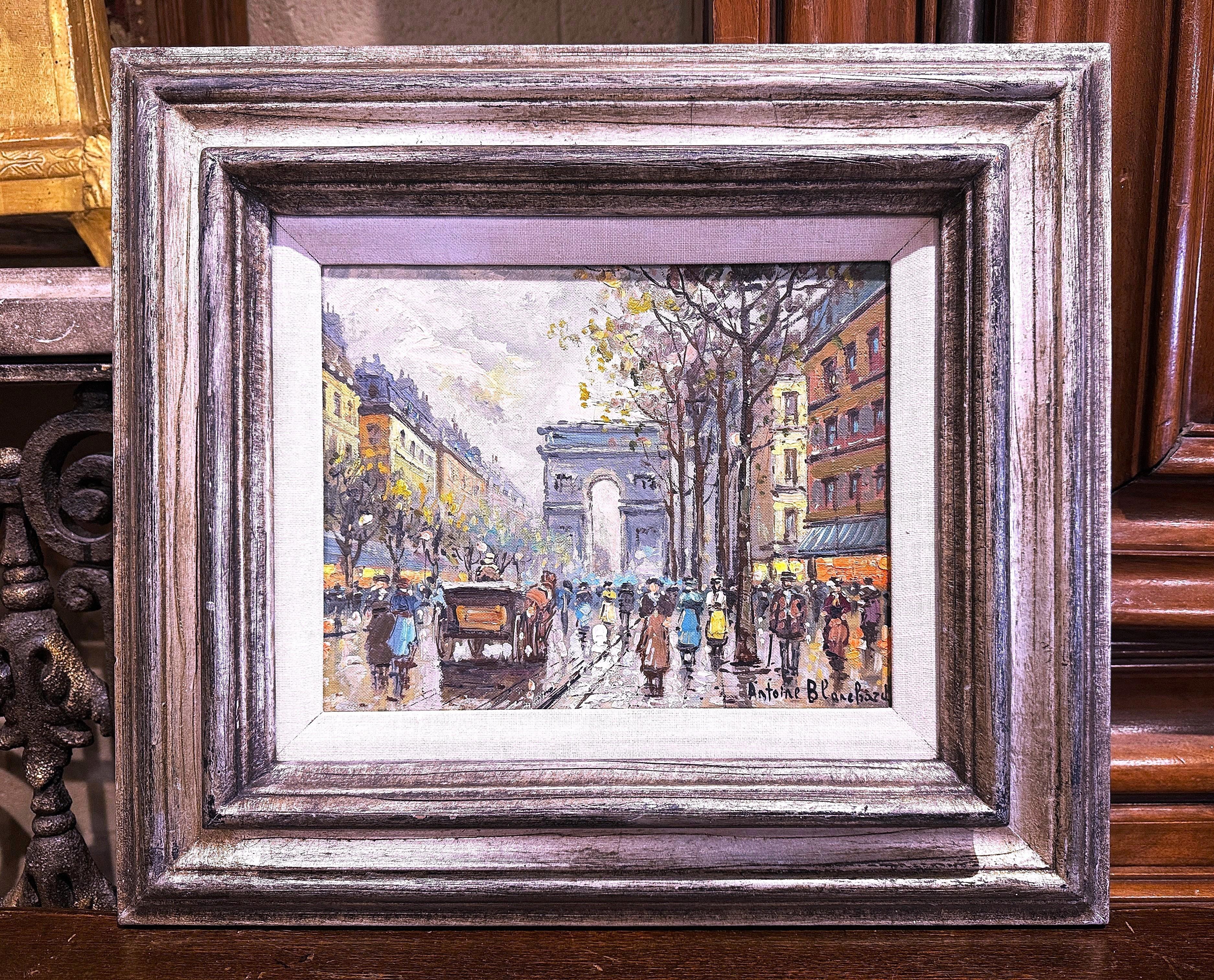 Pittura francese della metà del secolo, olio su tela, Parigi, firmata Antoine Blanchard In condizioni ottime in vendita a Dallas, TX