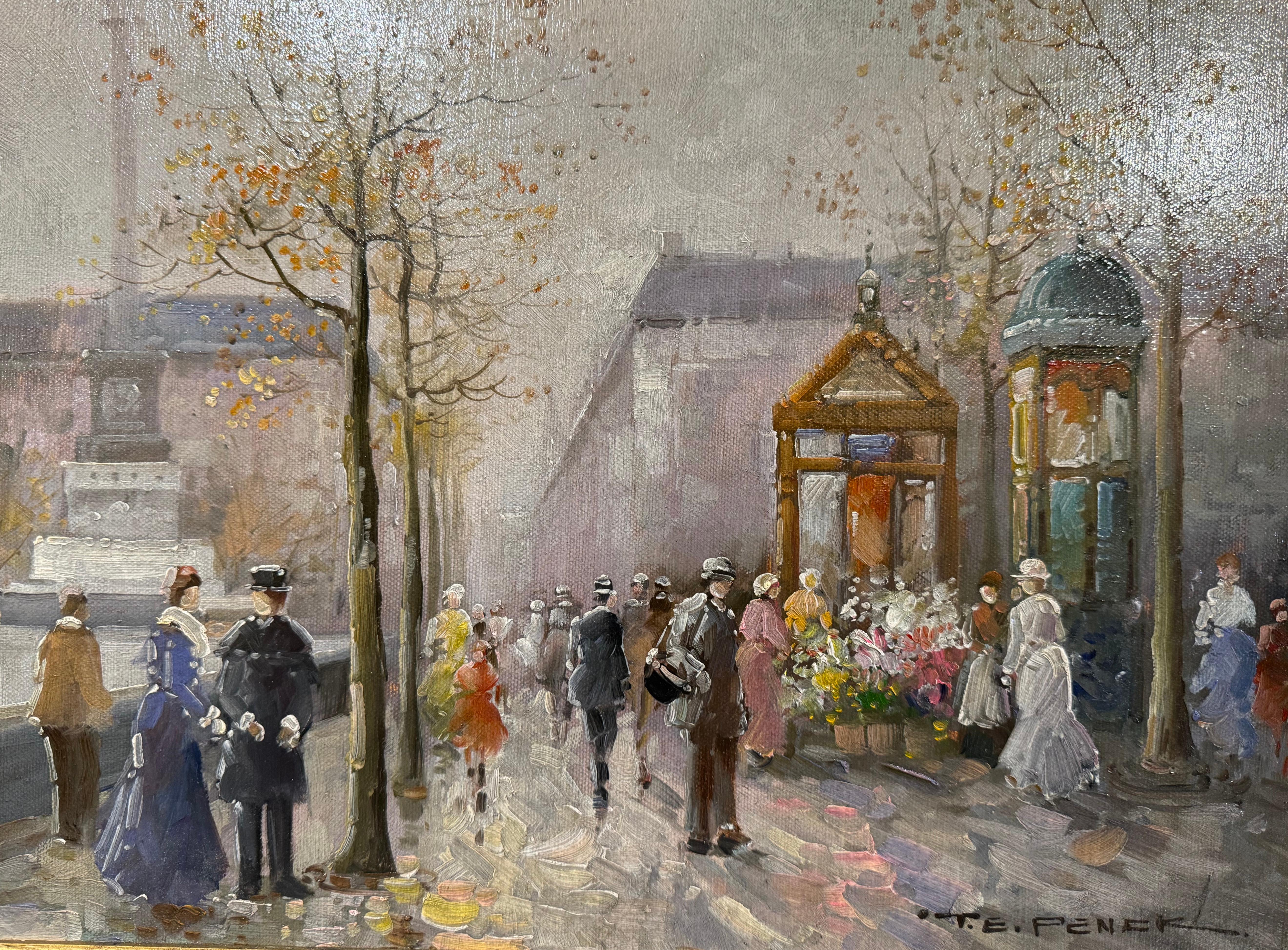 Français Huile sur toile parisienne du milieu du siècle dernier, signée T. E. Penck en vente