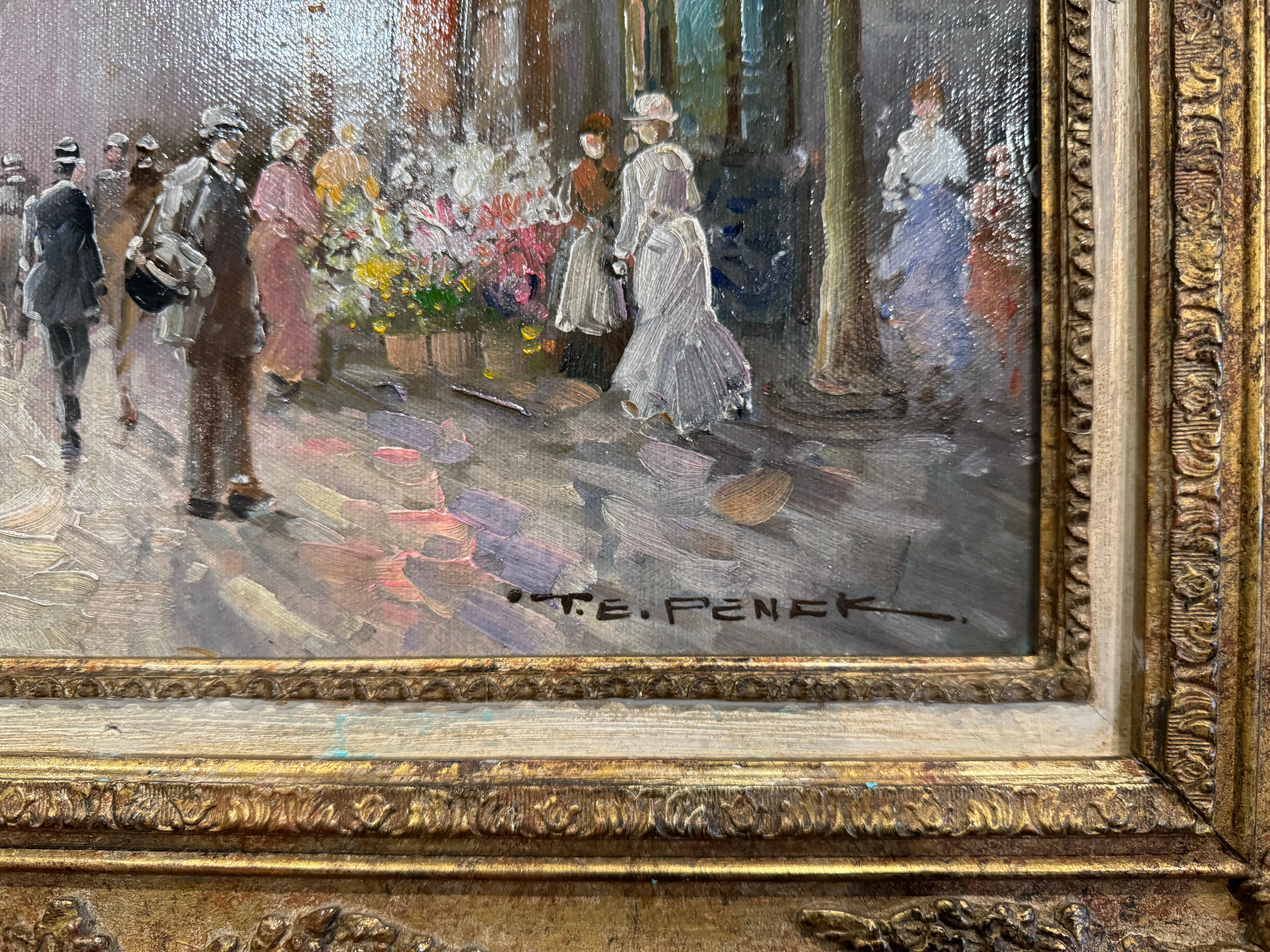 Doré Huile sur toile parisienne du milieu du siècle dernier, signée T. E. Penck en vente