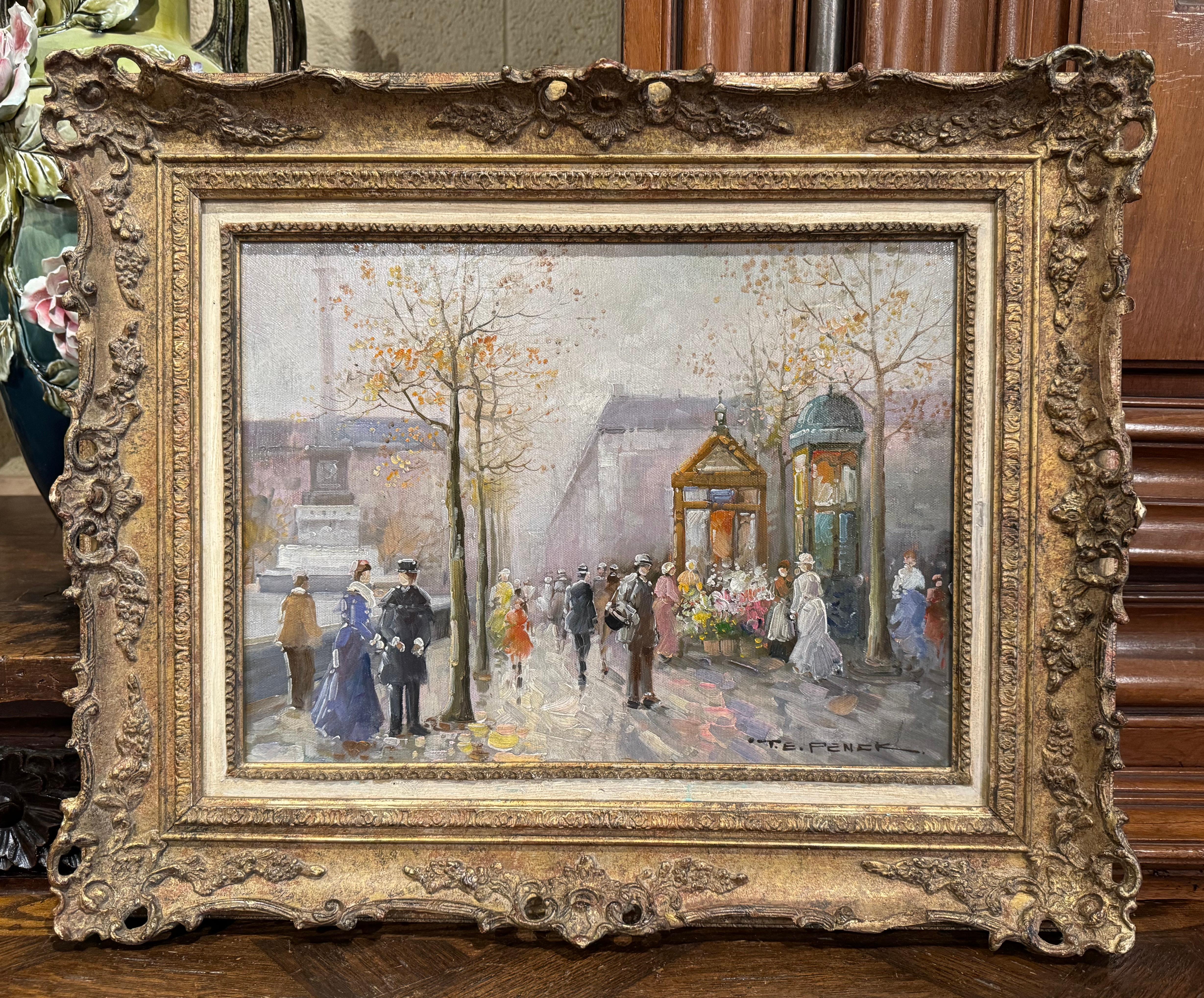 20ième siècle Huile sur toile parisienne du milieu du siècle dernier, signée T. E. Penck en vente
