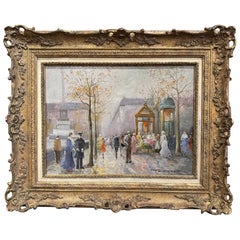 Mid-Century French Oil on Canvas Parisian Painting Signed T. E. Penck