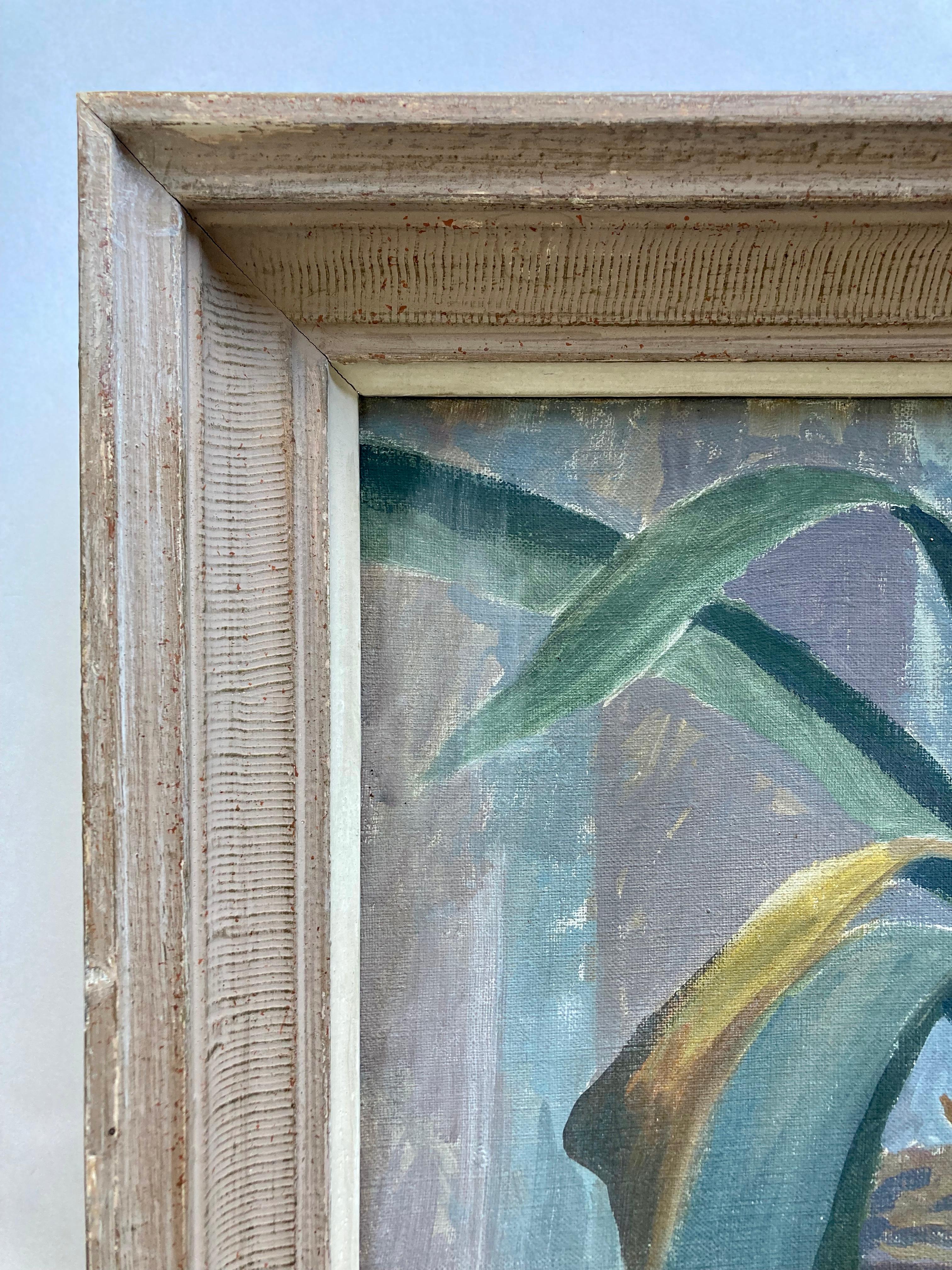 Peinture à l'huile originale française du milieu du siècle sur toile tendue, nature morte  Bon état - En vente à COLMAR, FR