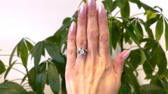 Mid Century French Oval Cut Diamond and Sapphire 18k White Gold Cluster Ring