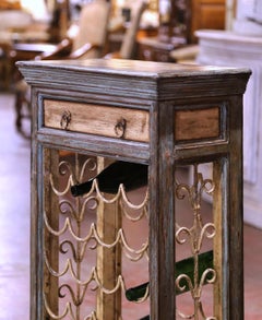 Mid-Century French Painted Wood and Wrought Iron Twenty-Four Bottle Wine Rack