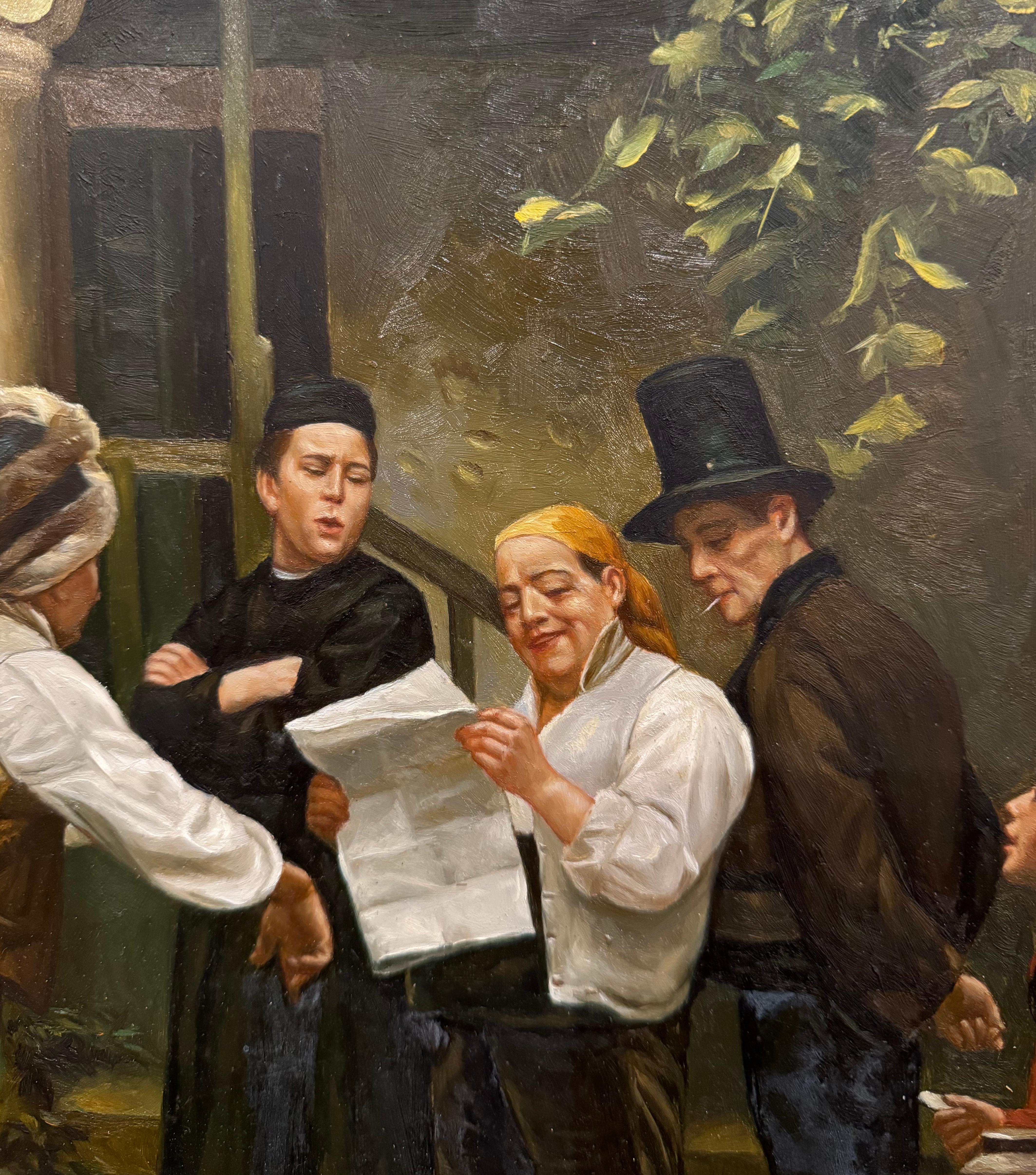Französisches Gemälde aus der Mitte des Jahrhunderts „Die Politiker“, signiert Alina nach Jules Worms, signiert (Leinwand) im Angebot