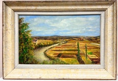 Retro 1950's French Impressionist Signed Oil Northern France Open Landscape Framed