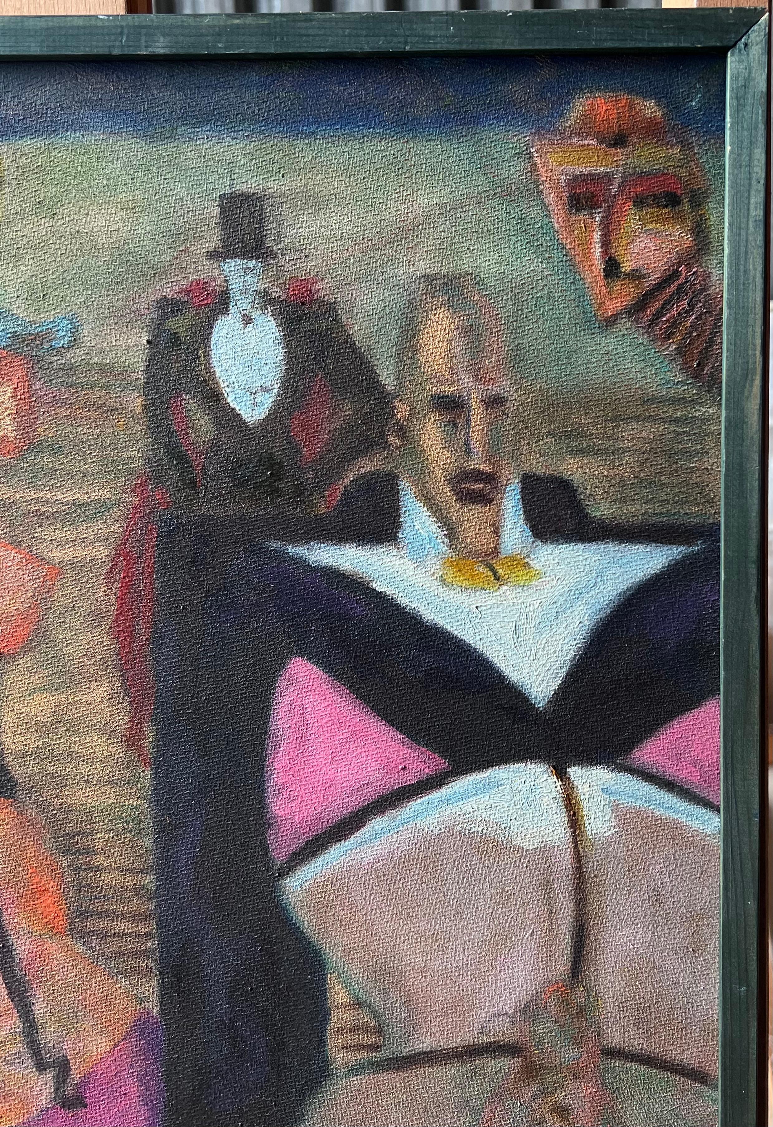 1950's Französisch Surrealist Erotische Figurative Signiert Ölgemälde auf Leinwand – Painting von Mid Century French