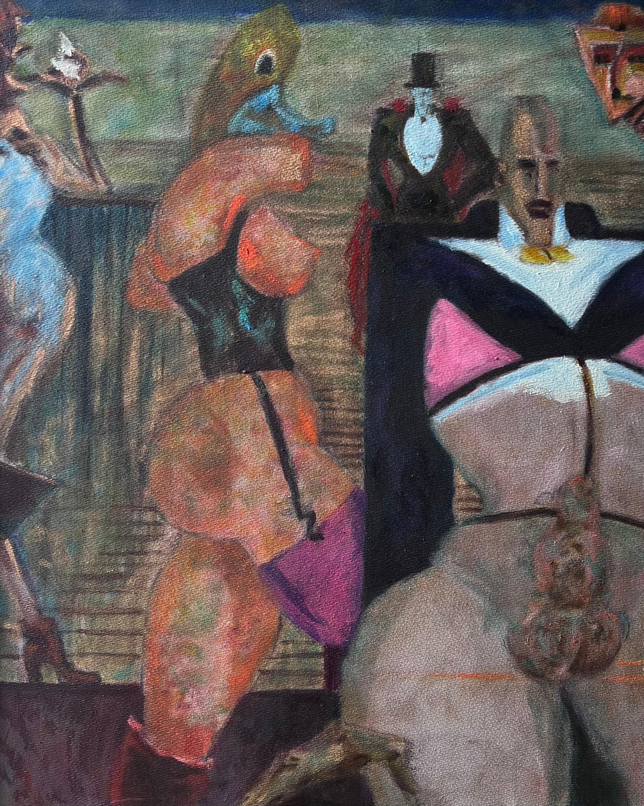 1950's Französisch Surrealist Erotische Figurative Signiert Ölgemälde auf Leinwand (Französische Schule), Painting, von Mid Century French