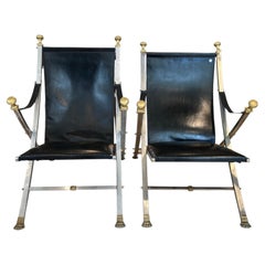 Mid-Century French Pair of Maison Jansen Folding Chairs
