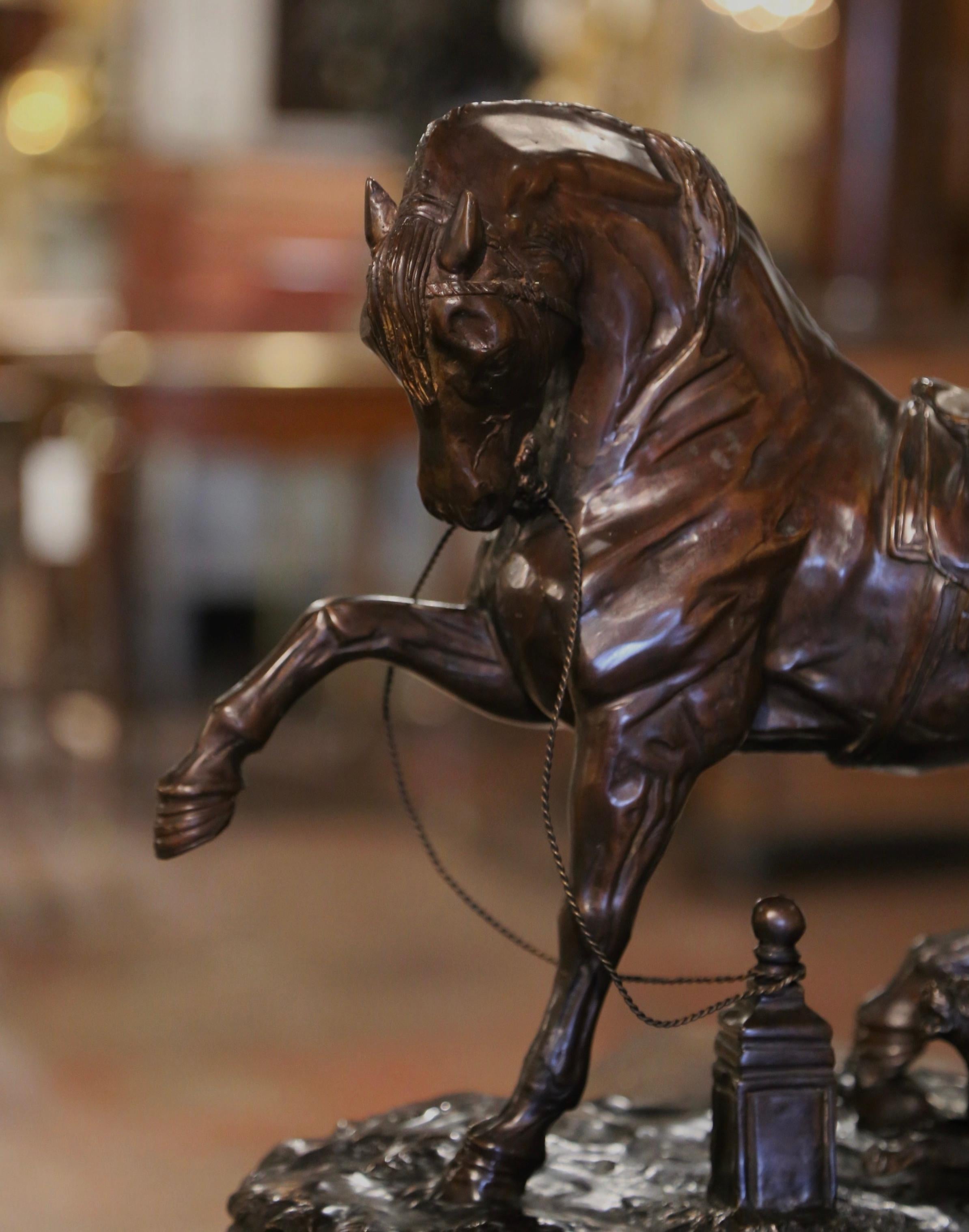 Mid-Century French Patinated Bronze Horse Sculpture After Pierre Lenordez For Sale 3