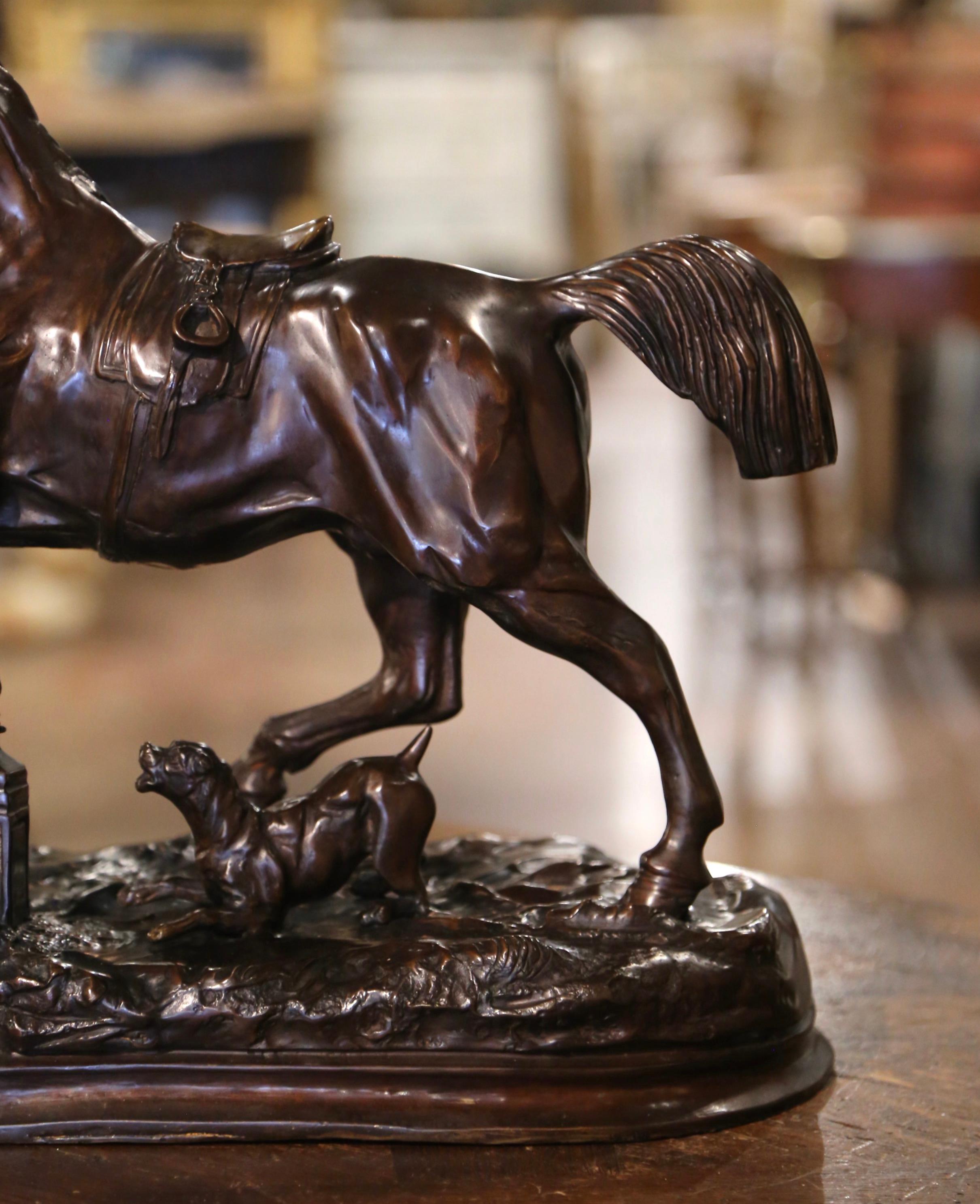Mid-Century French Patinated Bronze Horse Sculpture After Pierre Lenordez For Sale 4