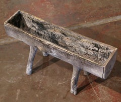 Mid-Century French Patinated Concrete Faux Bois Split-Log Planter on Legs