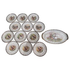 Mid-Century French Paulhat Limoges Game Bird Porcelain Serving Set, 13 Pieces