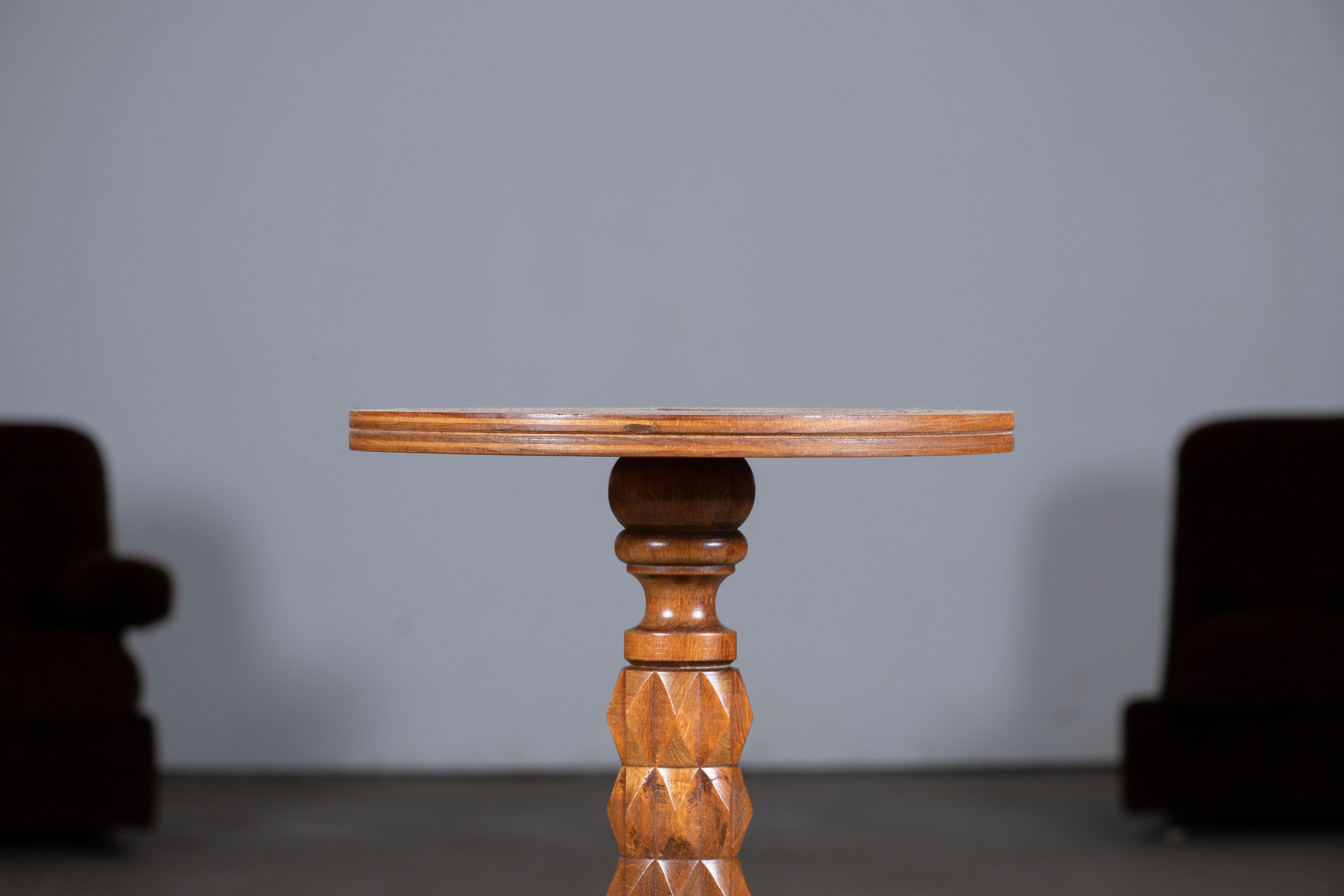 Turned Mid-Century French Pedestal Charles Dudouyt
