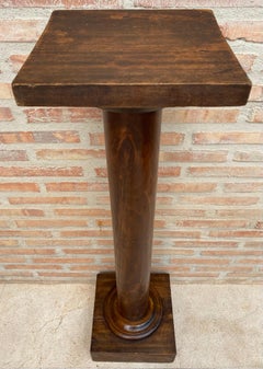 Mid-Century French Pedestal Plant Holder in Walnut Wood, 1960s