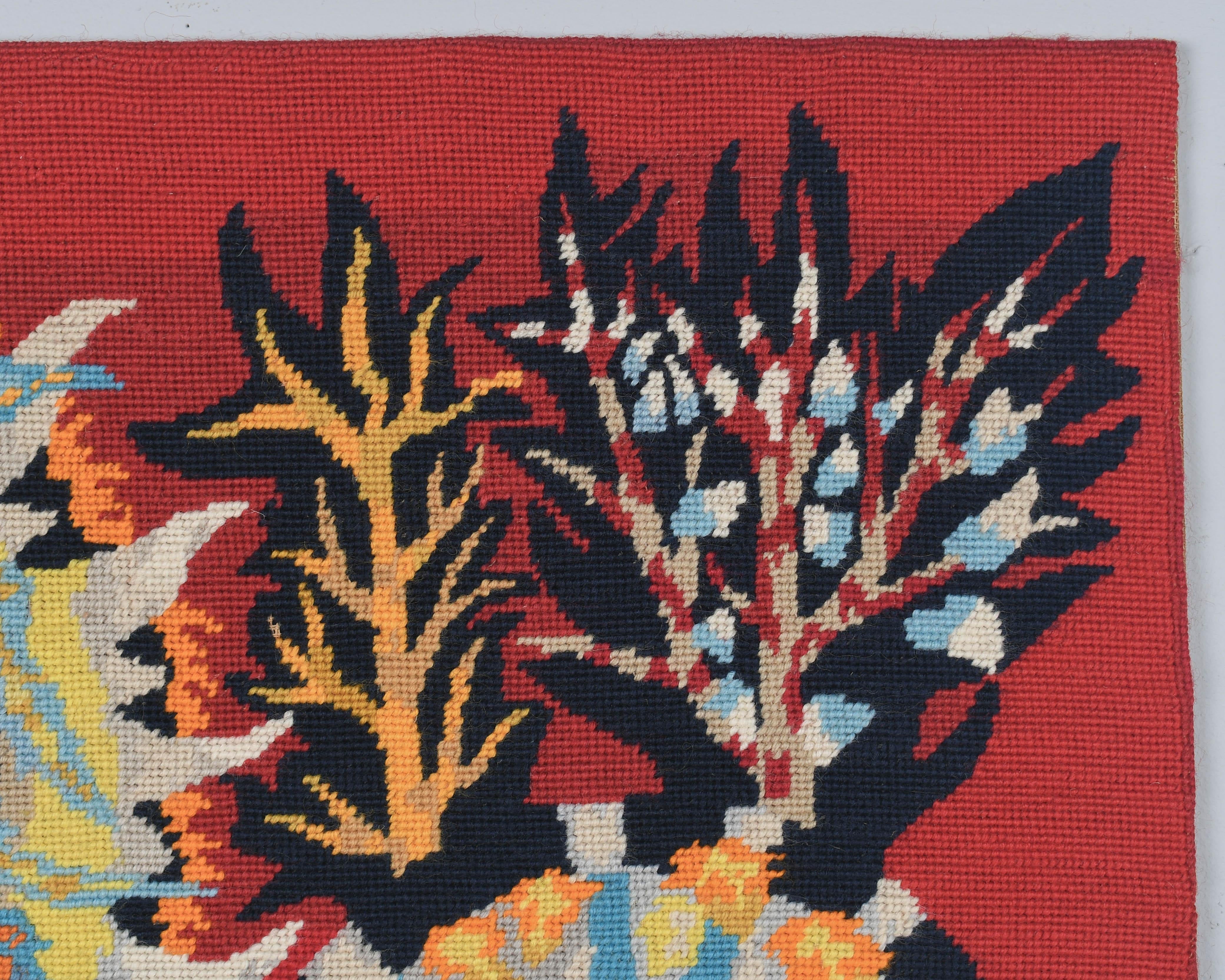 Französischer Petit Point Wandteppich aus der Mitte des Jahrhunderts (Handgefertigt) im Angebot
