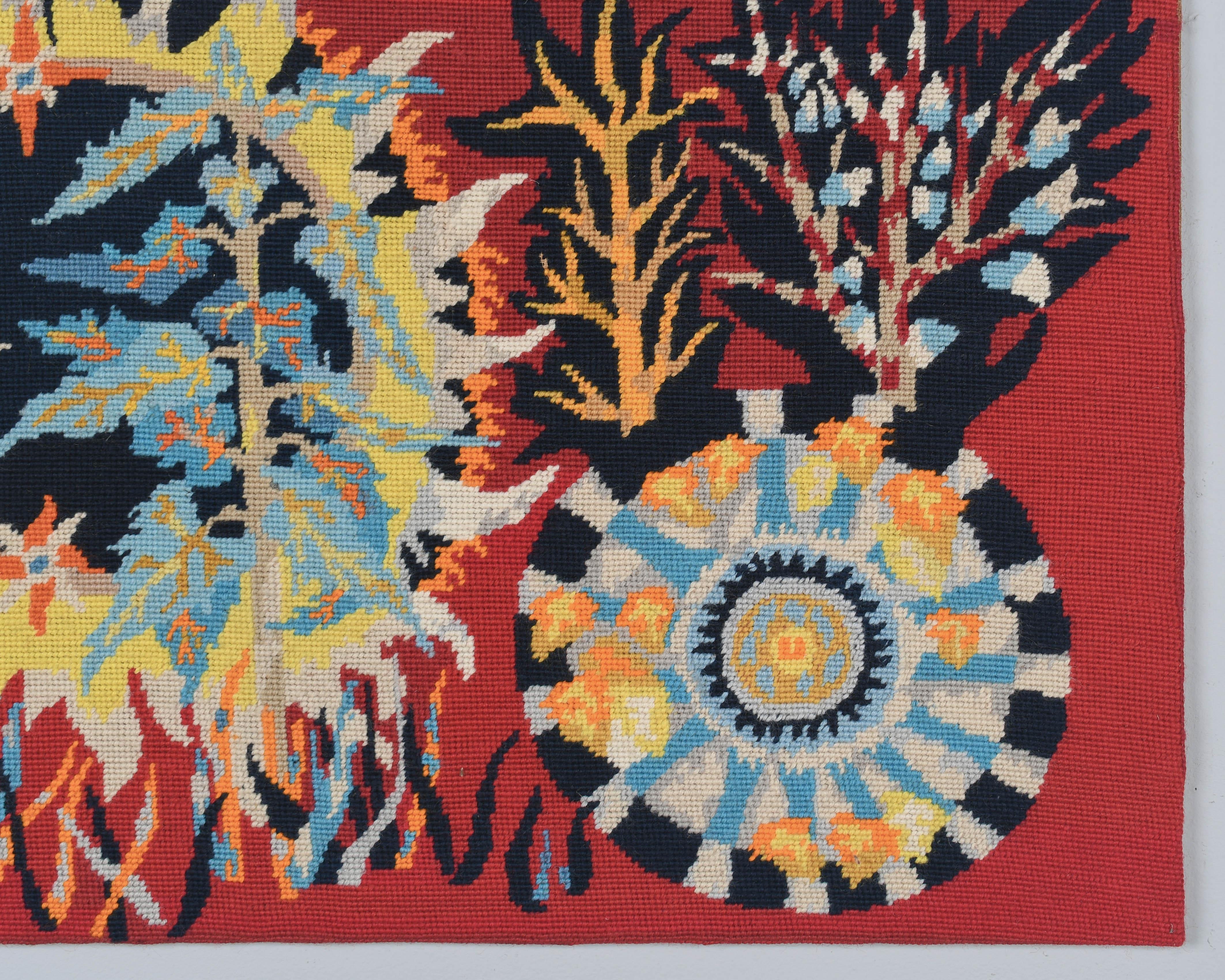Französischer Petit Point Wandteppich aus der Mitte des Jahrhunderts im Zustand „Gut“ im Angebot in Winter Park, FL