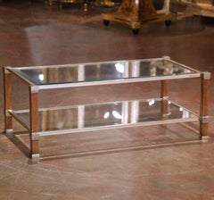 Mid-Century French Pierre Vandel Beveled Glass and Brass Coffee Table